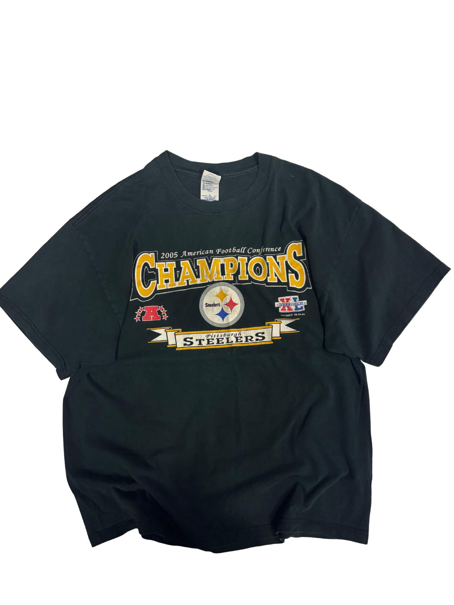 Vintage 2005 Pittsburgh Steelers AFC Champions T-Shirt – Super Bowl XL Detroit – Delta Magnum Weight