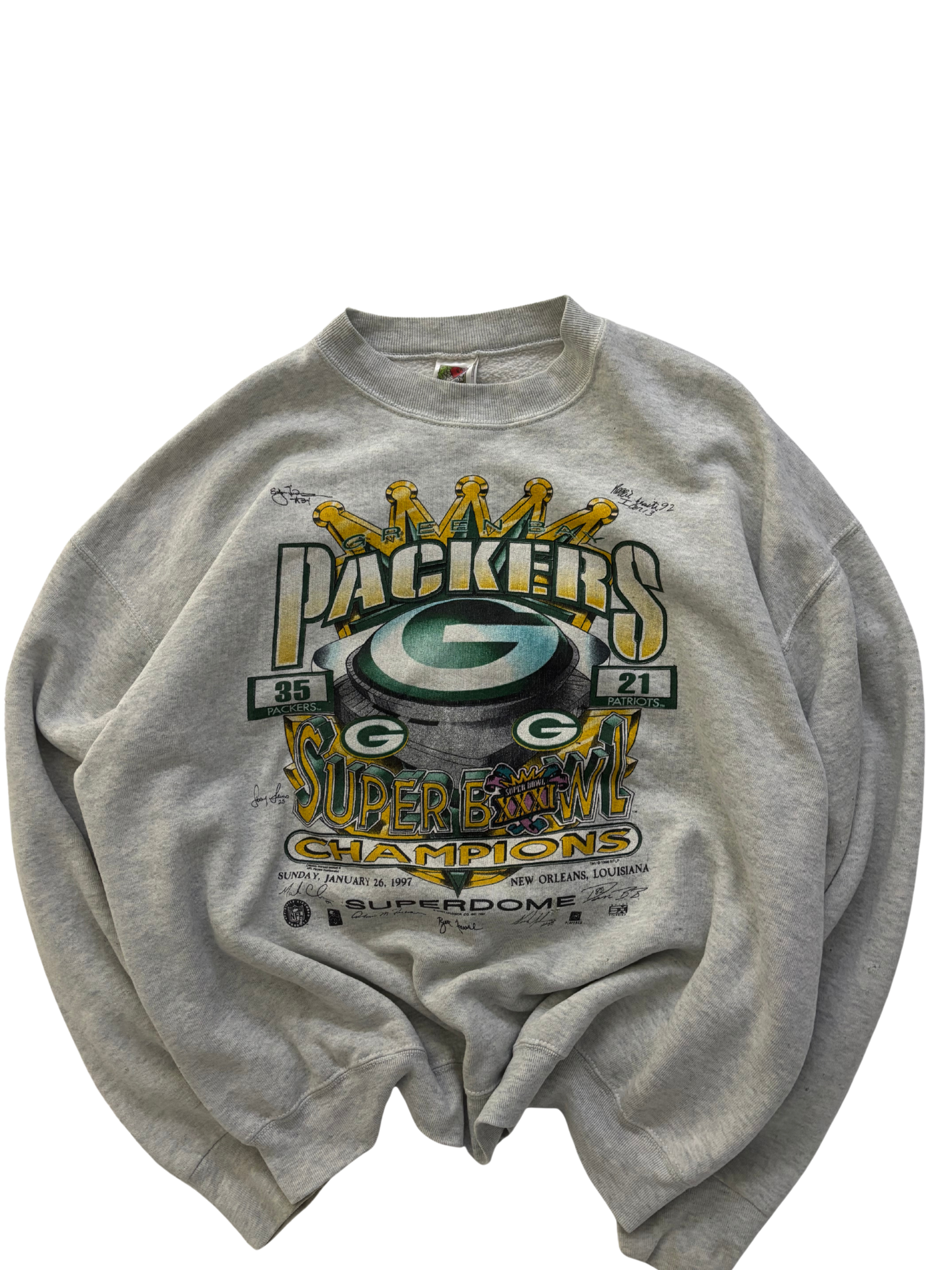 Vintage Green Bay Packers Super Bowl XXXI Champions Sweatshirt – 1997 – Grey
