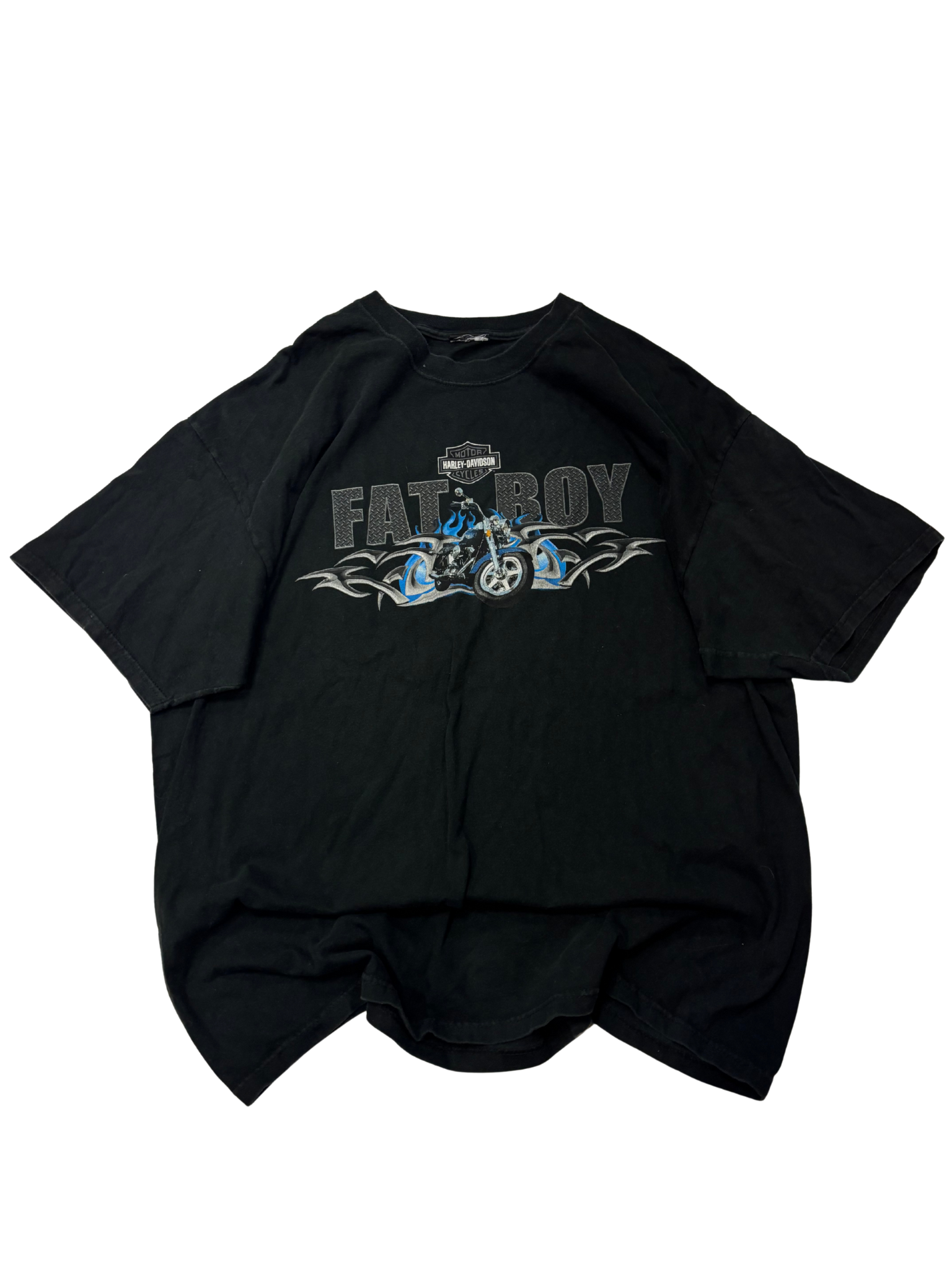 Vintage Harley-Davidson “Fat Boy” Tee – Black – York, PA Back Hit
