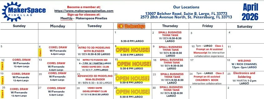 April 2026 event calendar