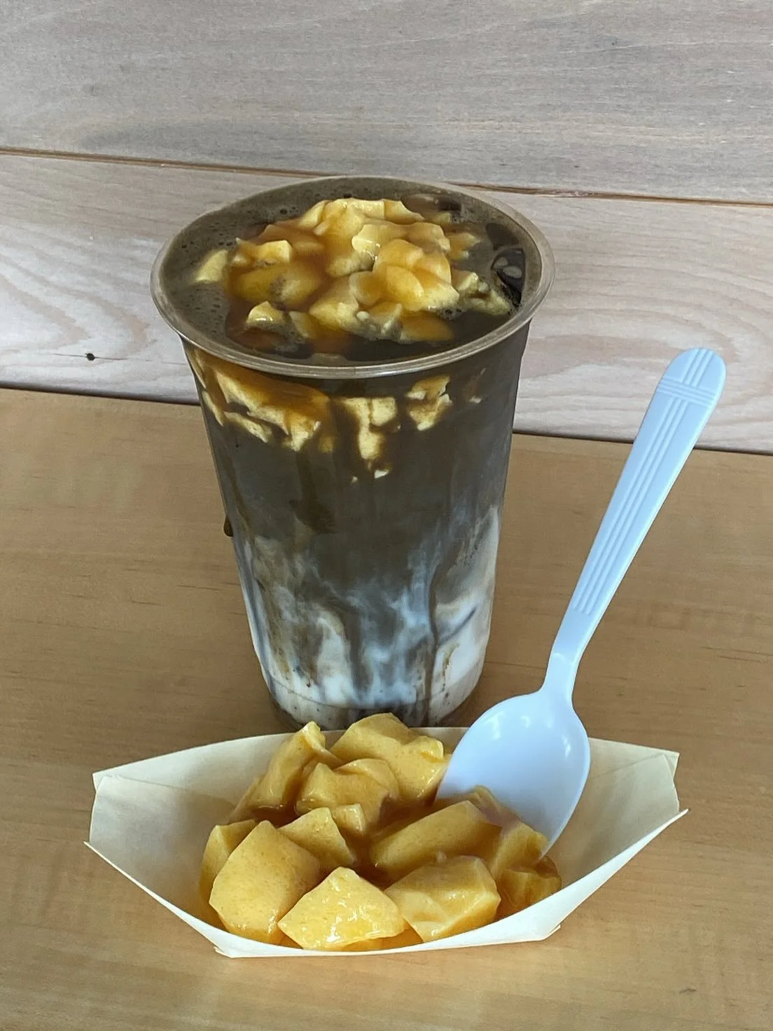 For a limited time only, grab an egg pudding hojicha latte, have it on our soft serve, or add it to any drink for 70 cents! #matcha #hojicha #pudding #latte #cafe