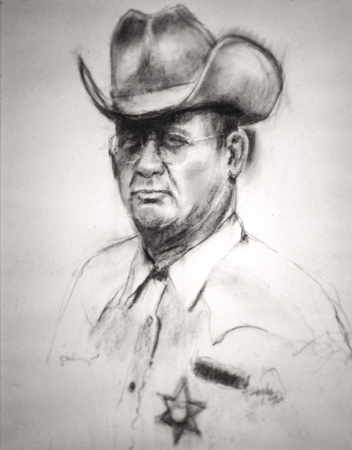 Sheriff Warren Hyde, 19.75 x 15", Charcoal, 1964 