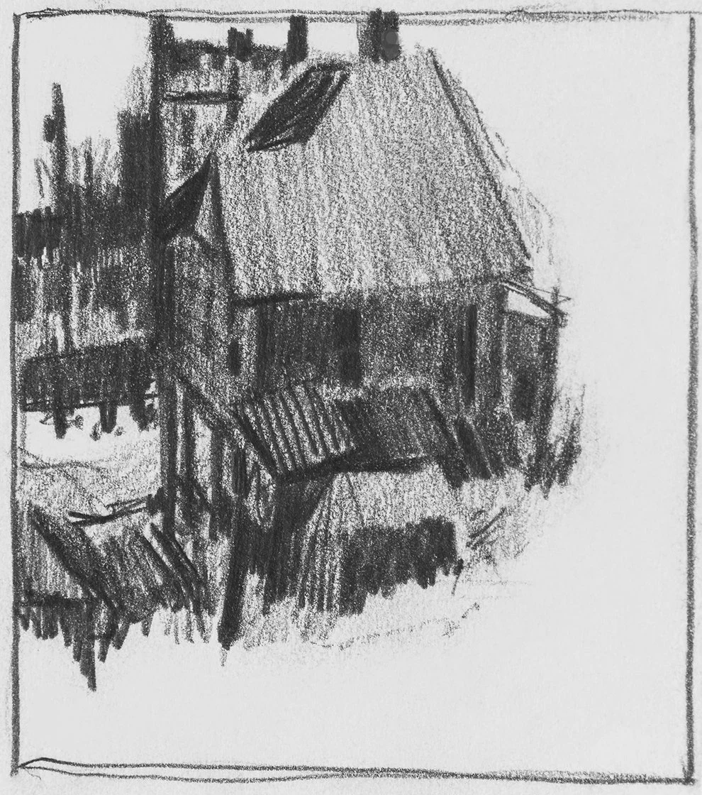 Old Town Park City Study 1, Sketchbook Drawing, 1960's