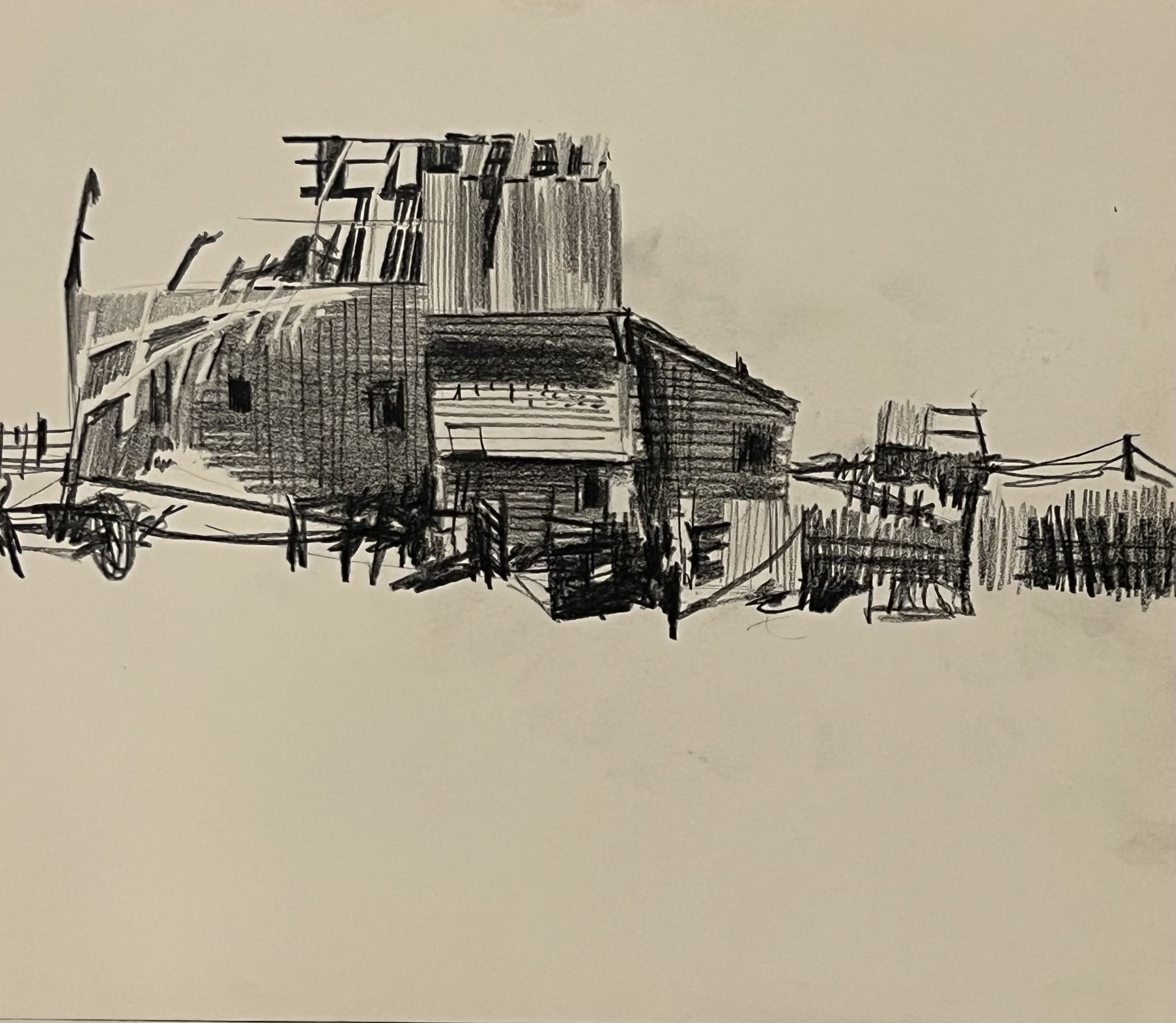 Big Country Barn, 10 x 12.25", Sketchbook Drawing, 1960's