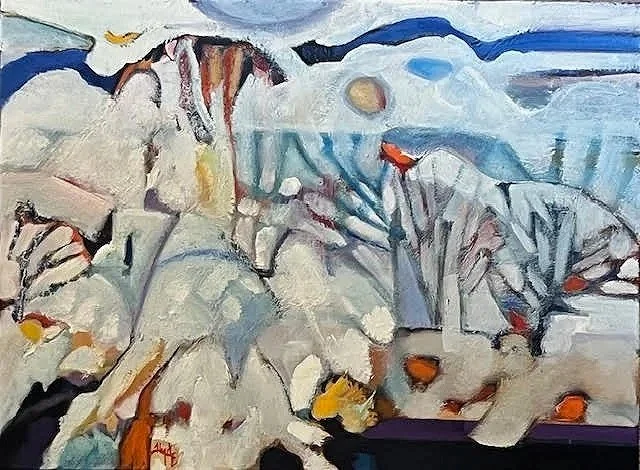 Snowstorm in Snowville (The Golden Mean), Acrylic on Panel, 18 x 24", date unknown - $2,400 Unframed