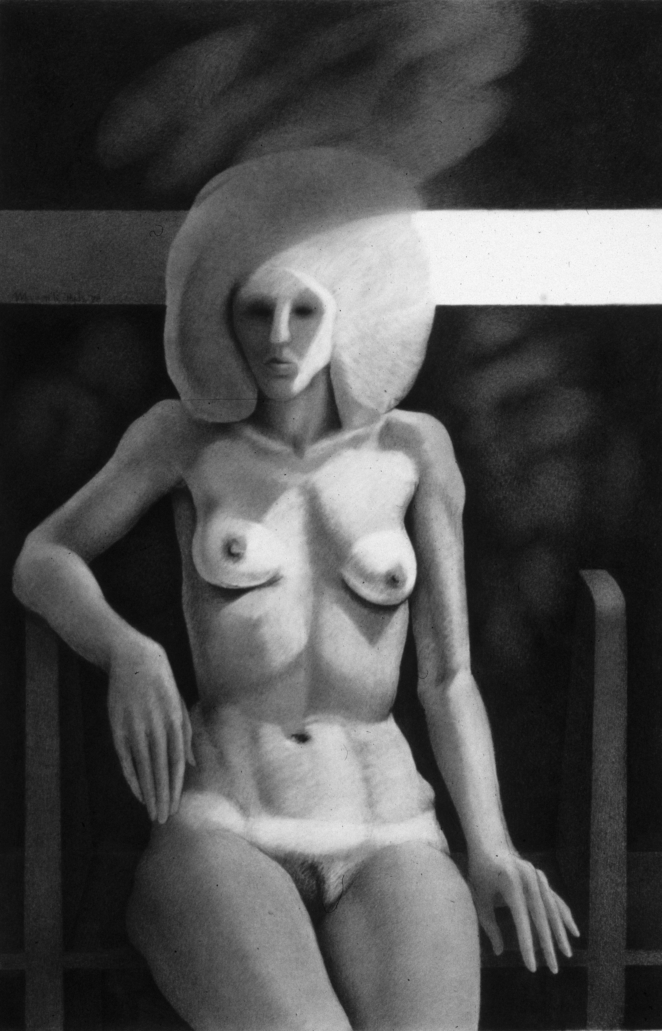 The Edge of Light (Seated Figure), Pencil on Paper, 33 x 22", 1978
