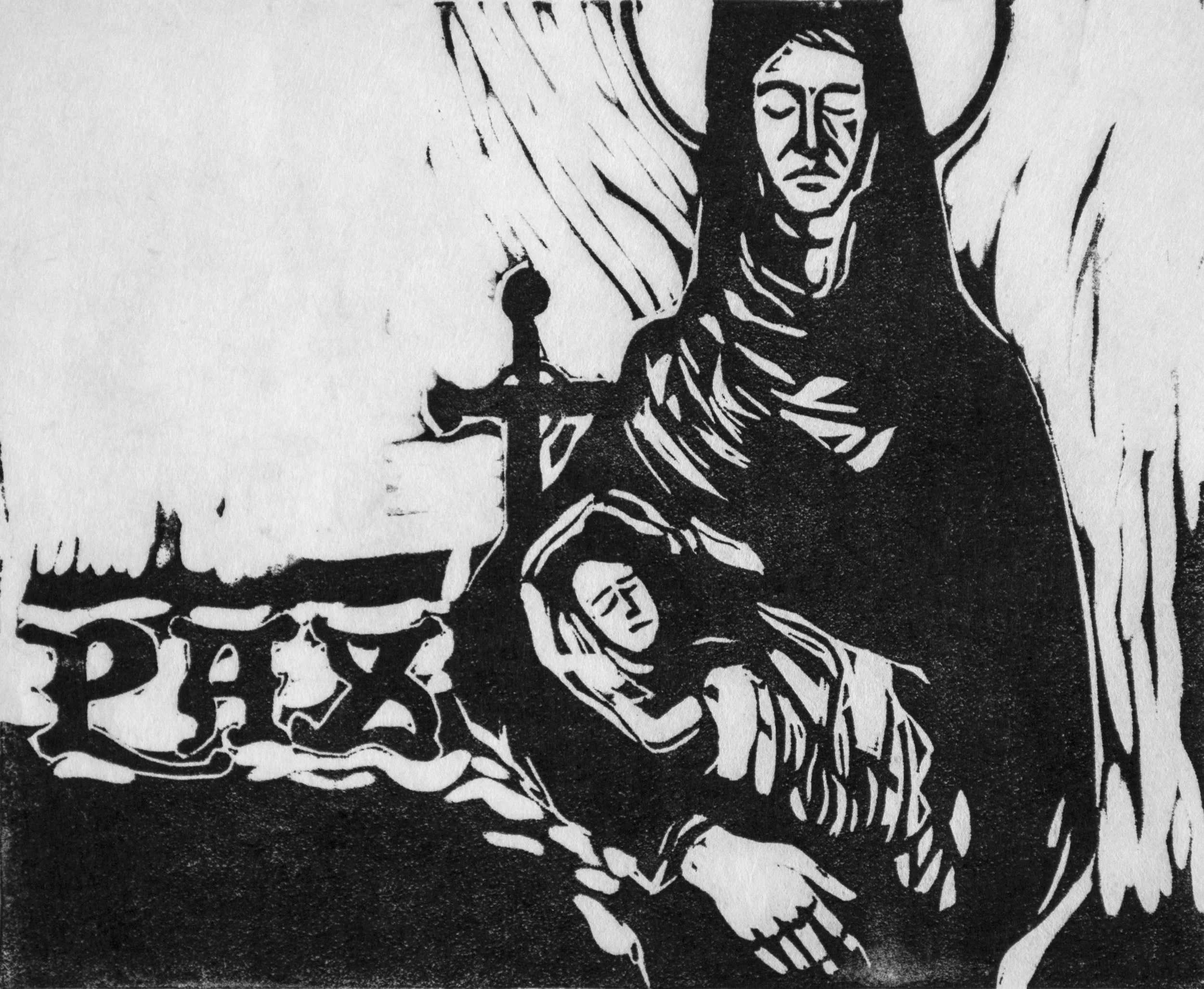 Madona and Child, Woodcut, c 1964