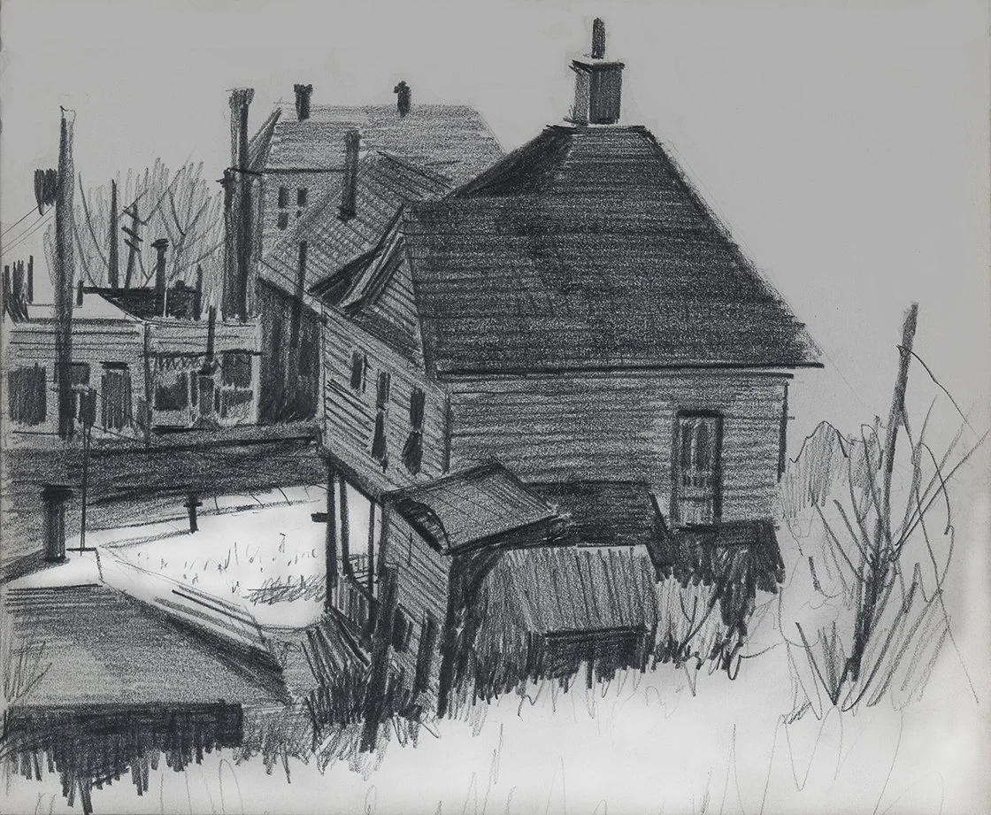 Old Town Park City Study 2, Sketchbook Drawing, 1960's