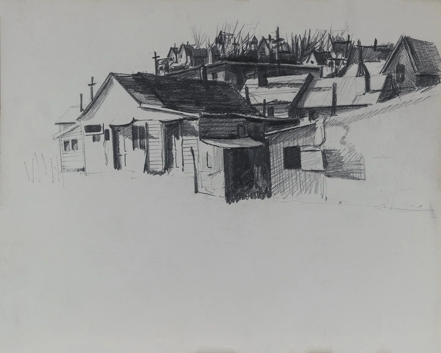 Snow Day, Park City, Sketchbook Drawing, 1960's