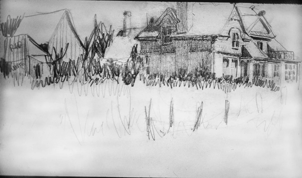 Big Farm House, Box Elder County, Sketchbook Drawing, 1960's