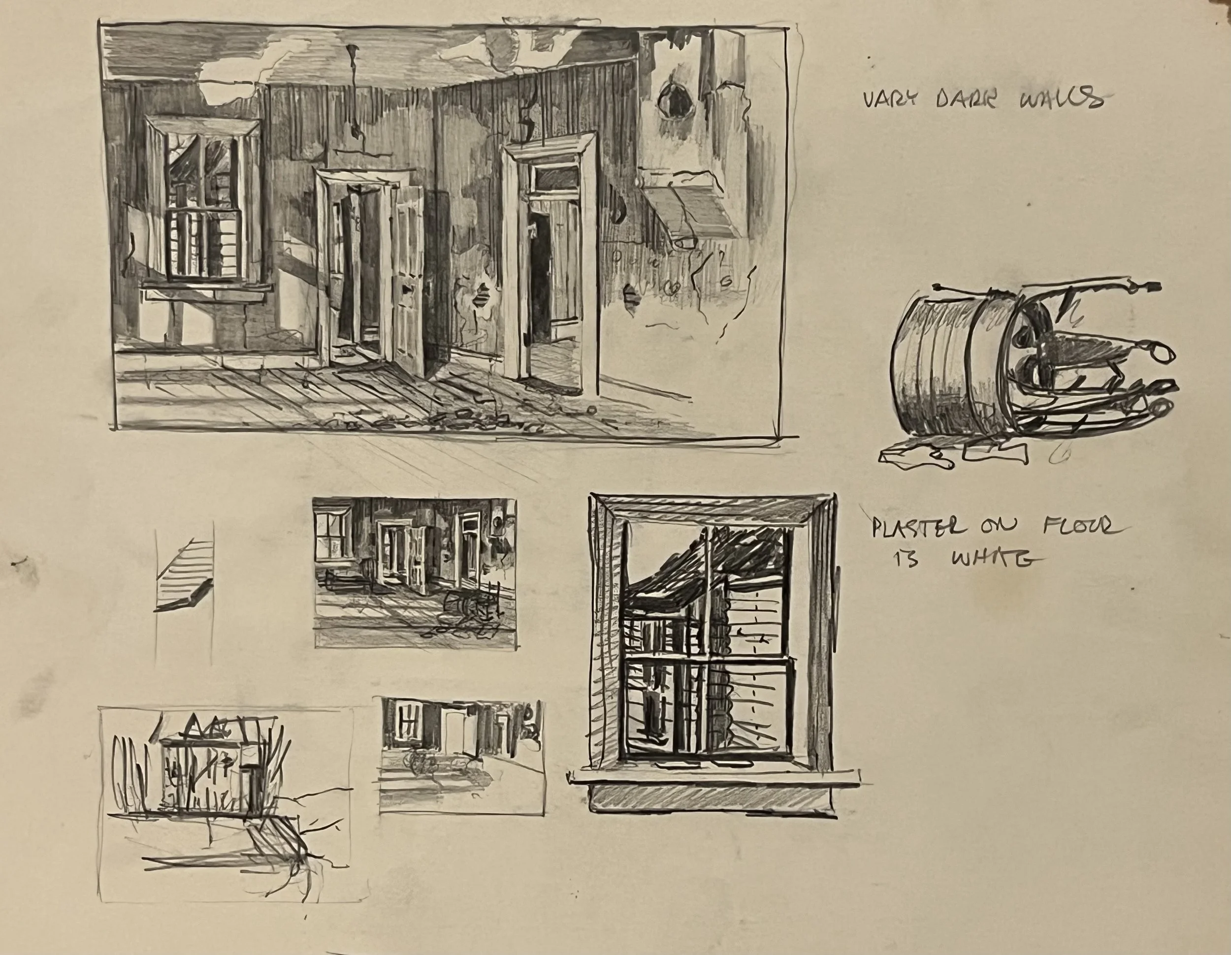 Morning Light, Sketchbook Studies, 11.5 x 12.5", ca 1965