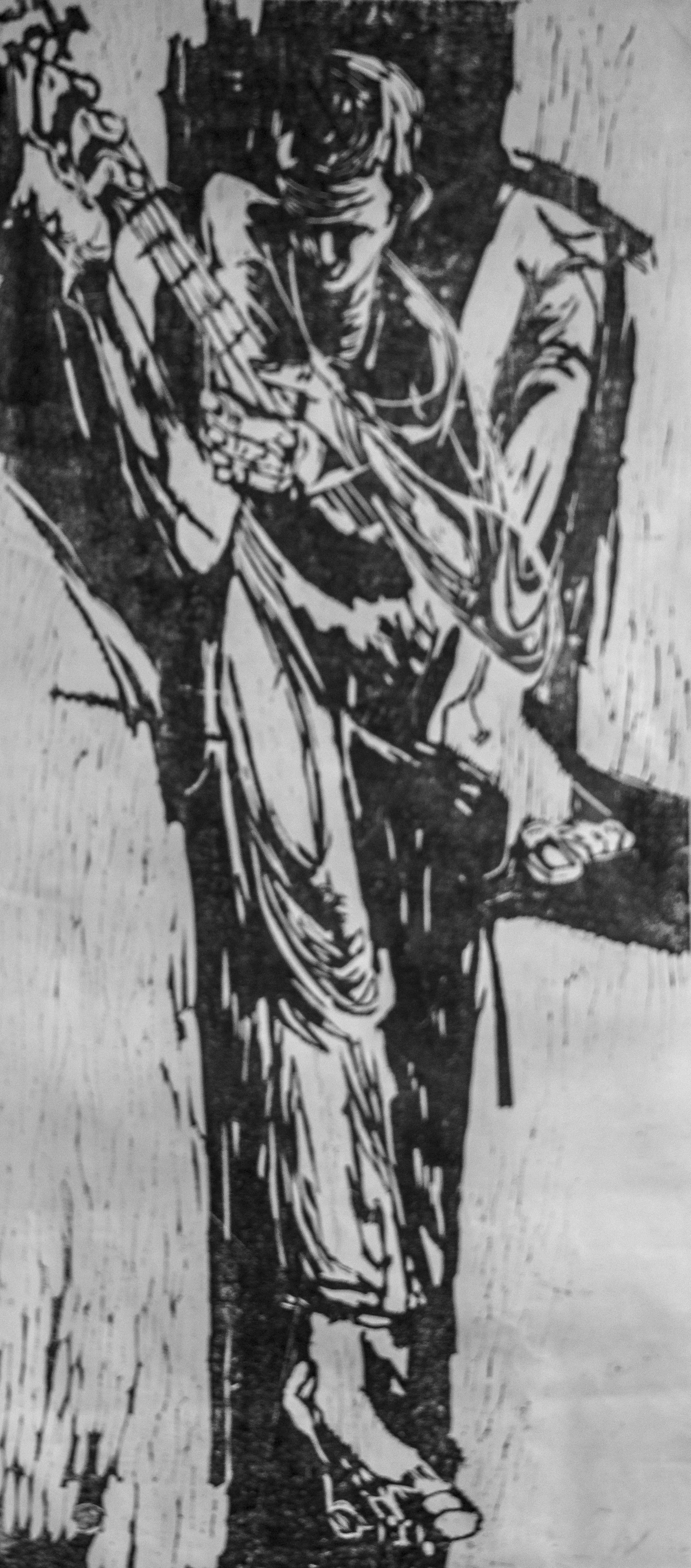 Banjo Boy, Woodcut, c 1964