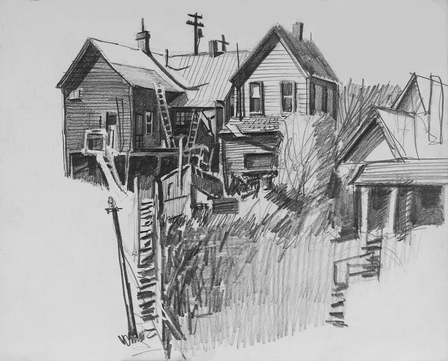 Hill House, Park City, Sketchbook Drawing, 1960's
