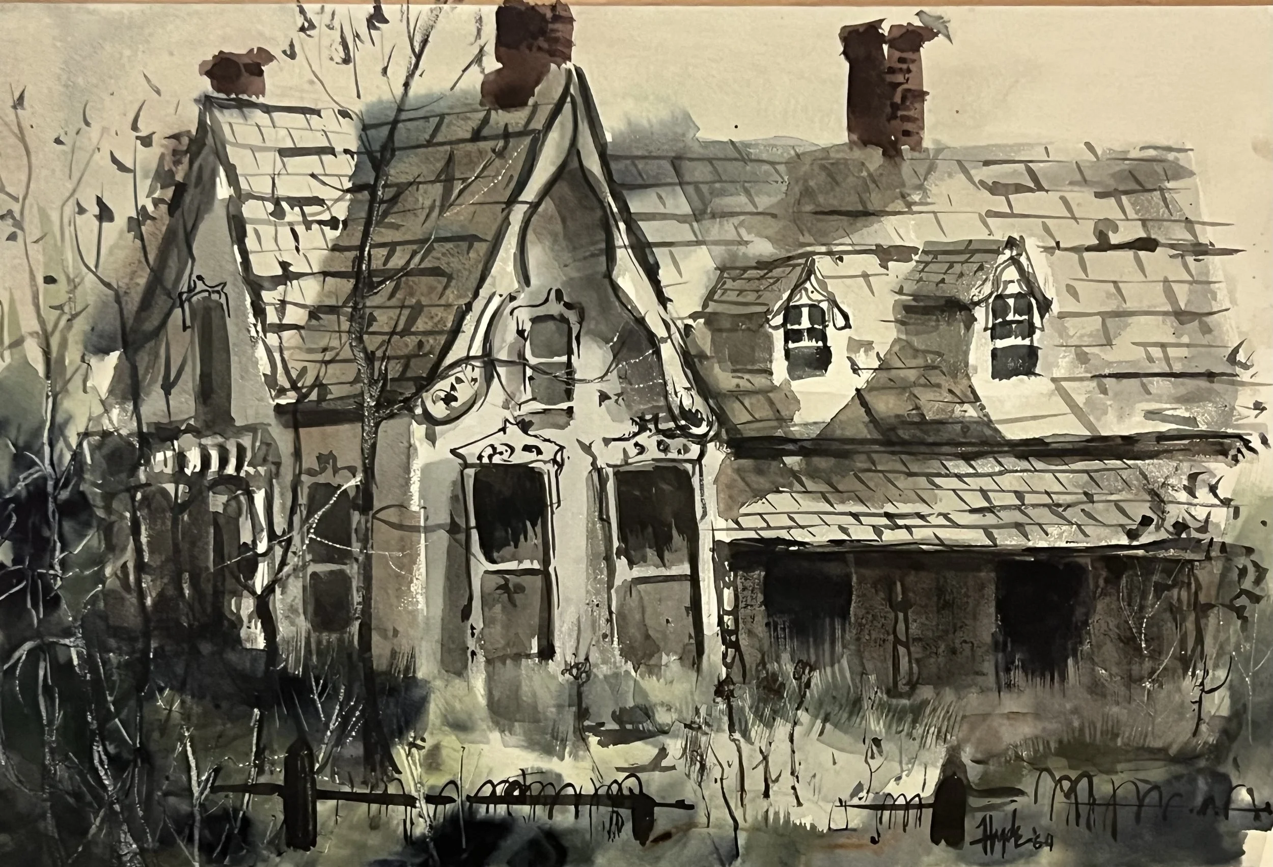 Old House, Brigham City, 14.5 x 21.5, Watercolor on Paper, 1964