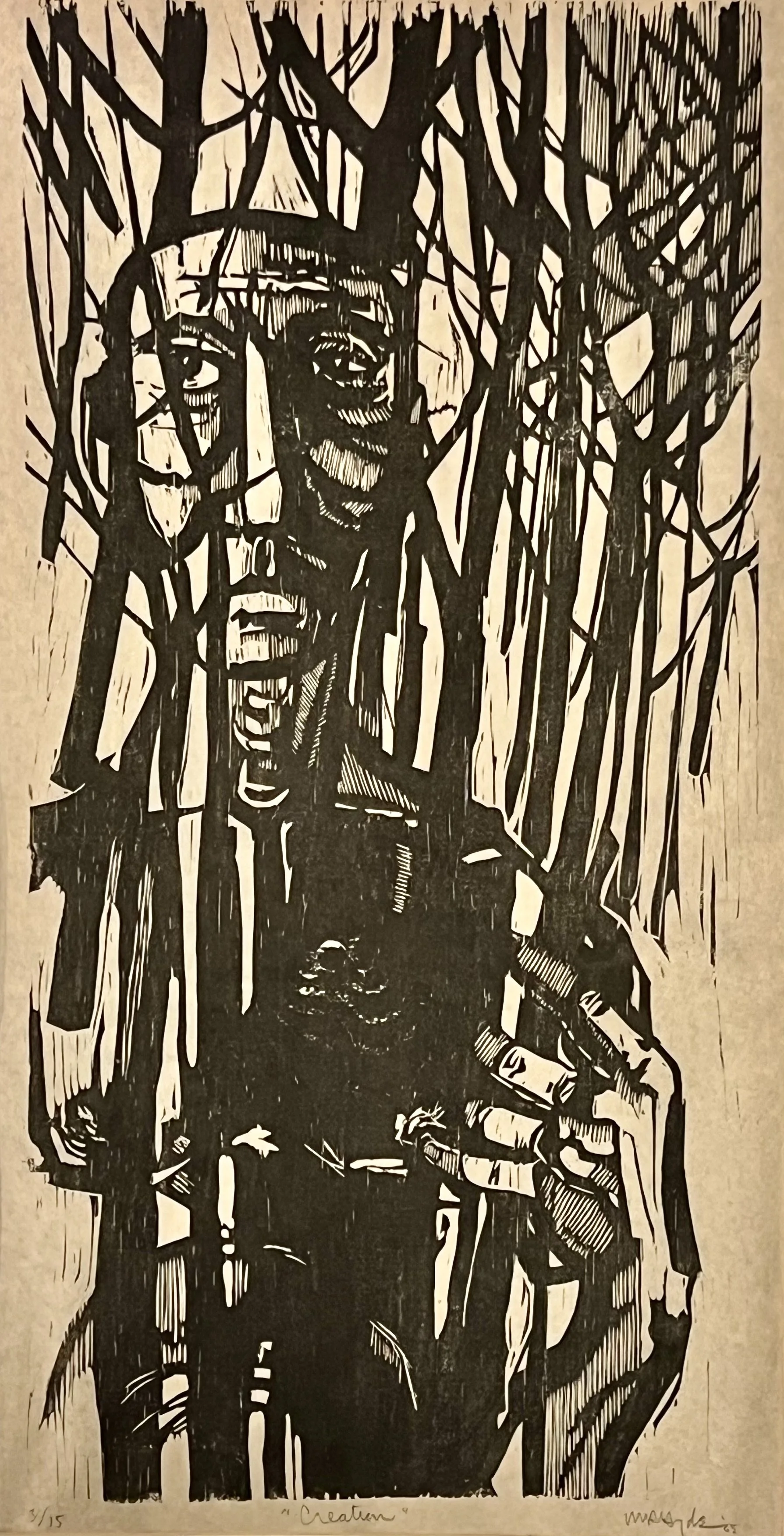 Creation, 24.75 x 12.25", Woodcut, 1965