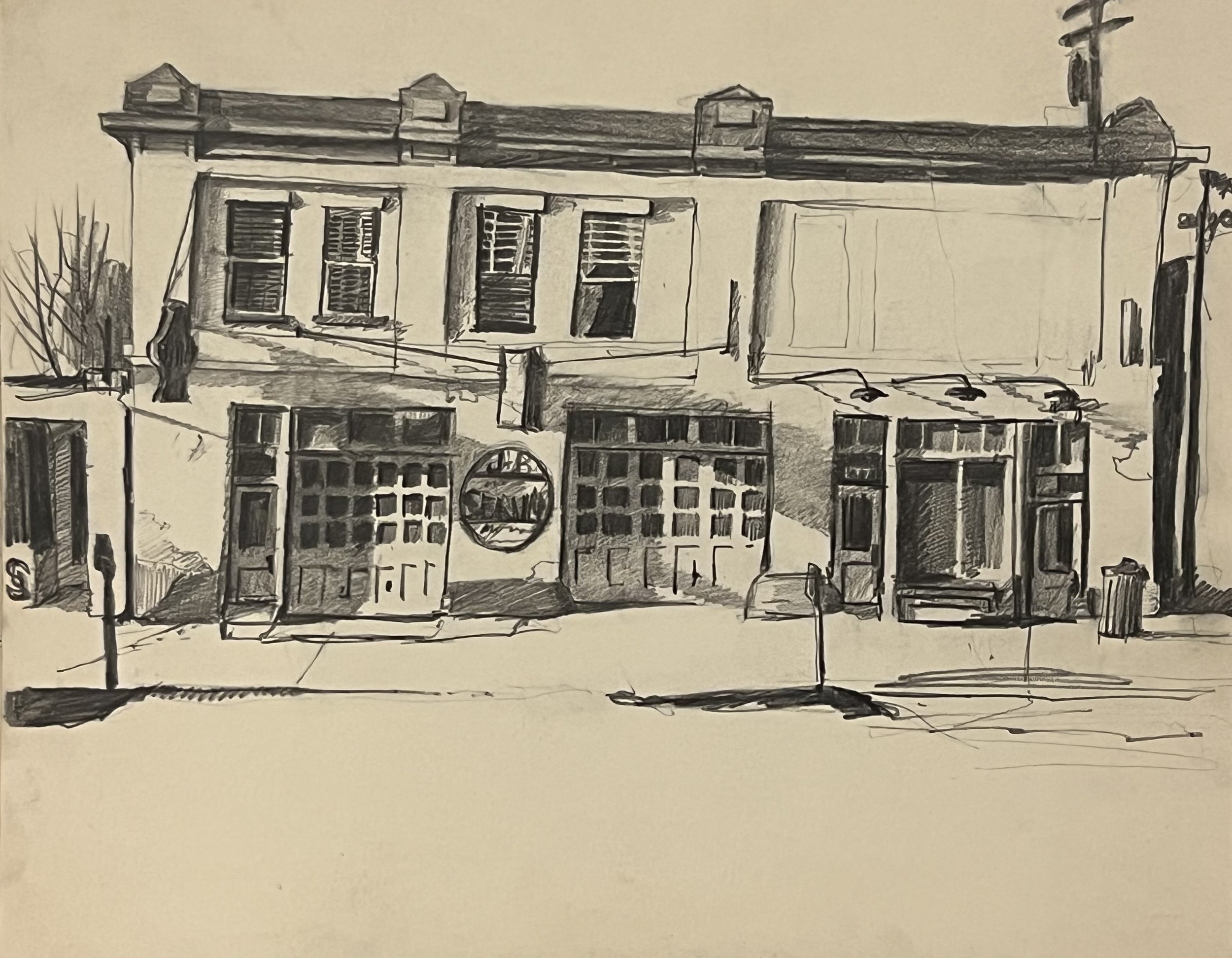 J&B Service, Brigham City, 9.5 x 13.5", Sketchbook Drawing, 1960's