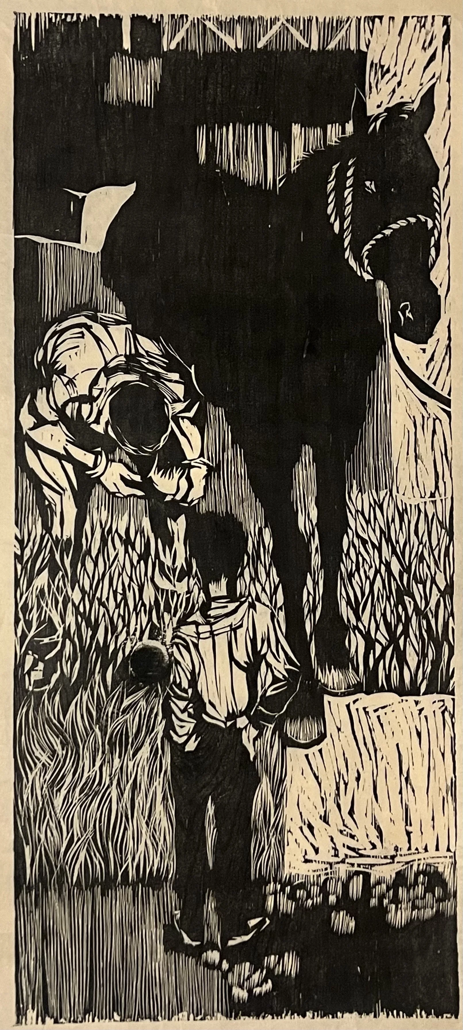 The Farrier, 27.5 x 12", Woodcut, 1963