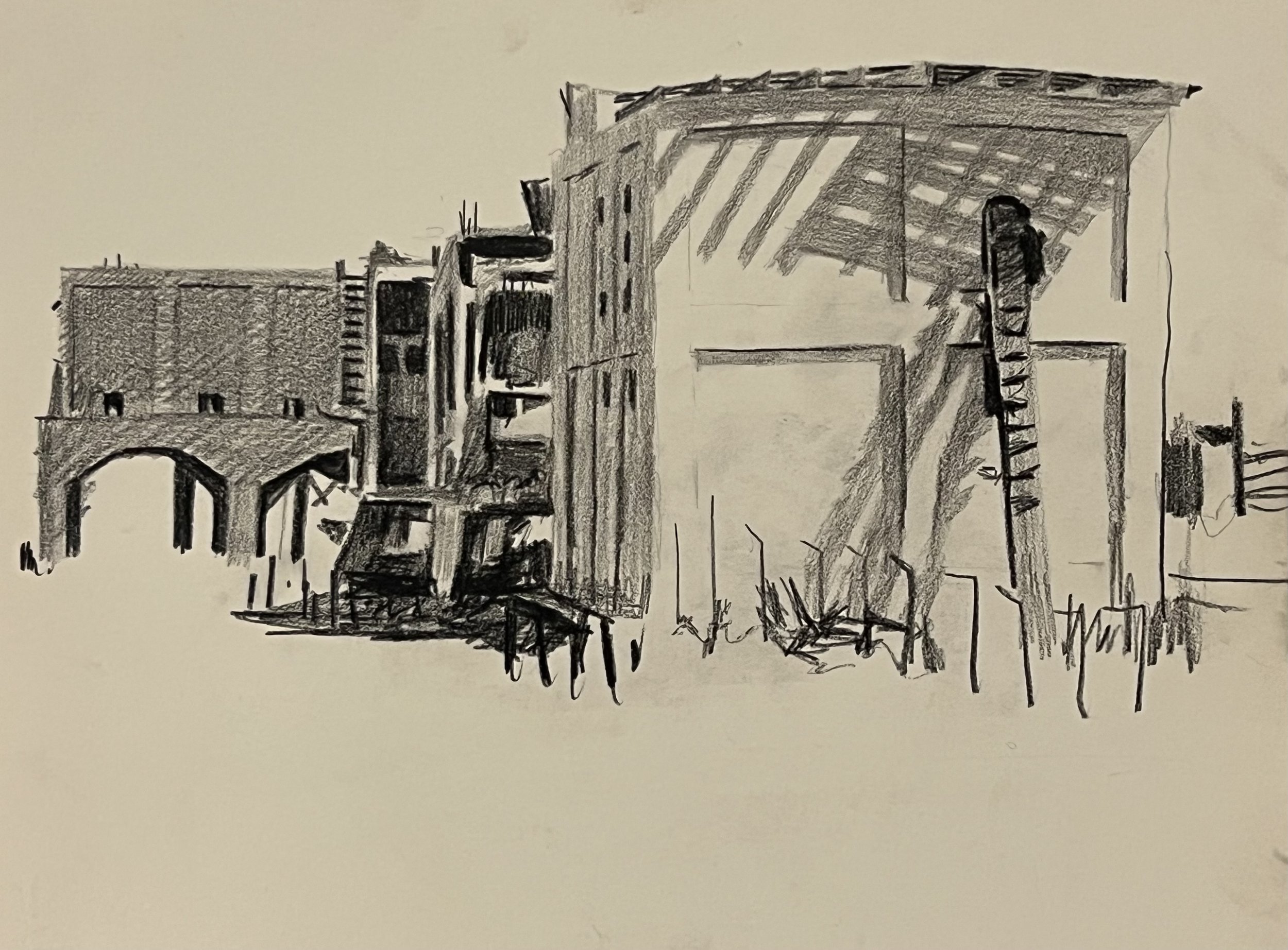 Old Cement Factory, Box Elder County, 8.5 x 12.5", Sketchbook Drawing, 1960's