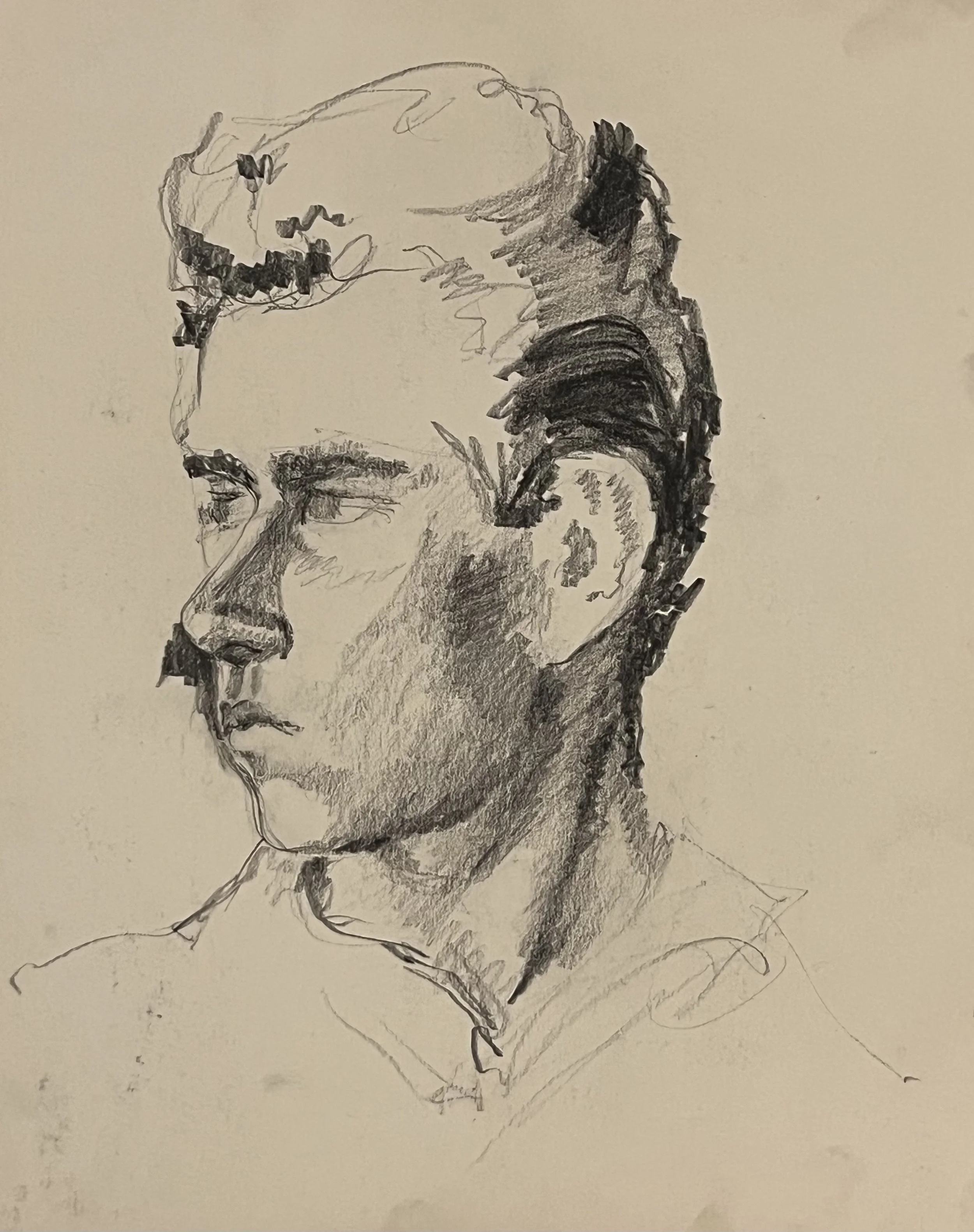 Box Elder High School Student, 9 x 12", In Class Portrait Study, ca 1965