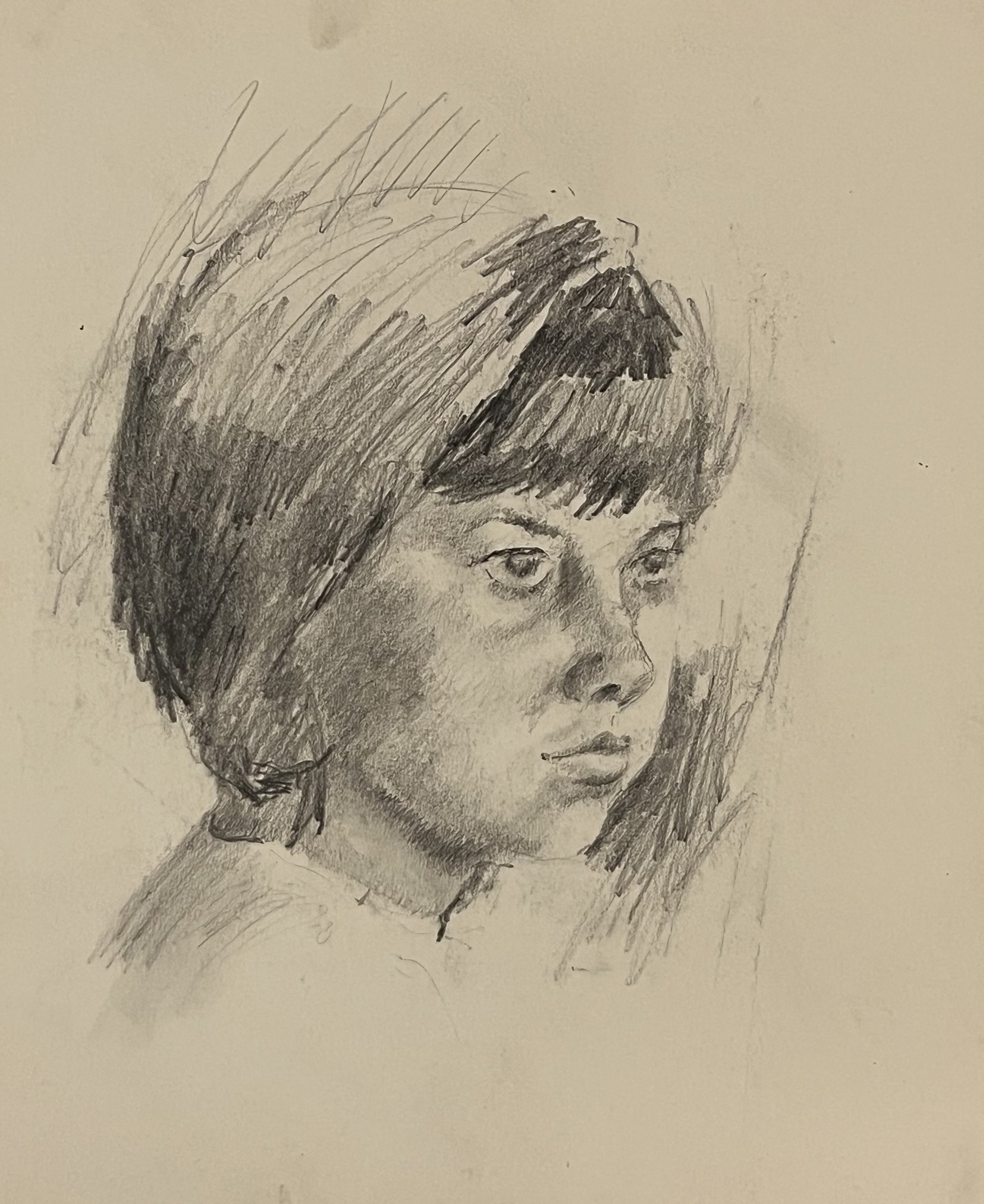 Box Elder High School Student, 9 x 12", In Class Portrait Study, ca 1965