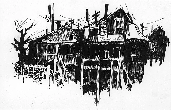 Swede Alley, Park City, Ink Study, 1960's