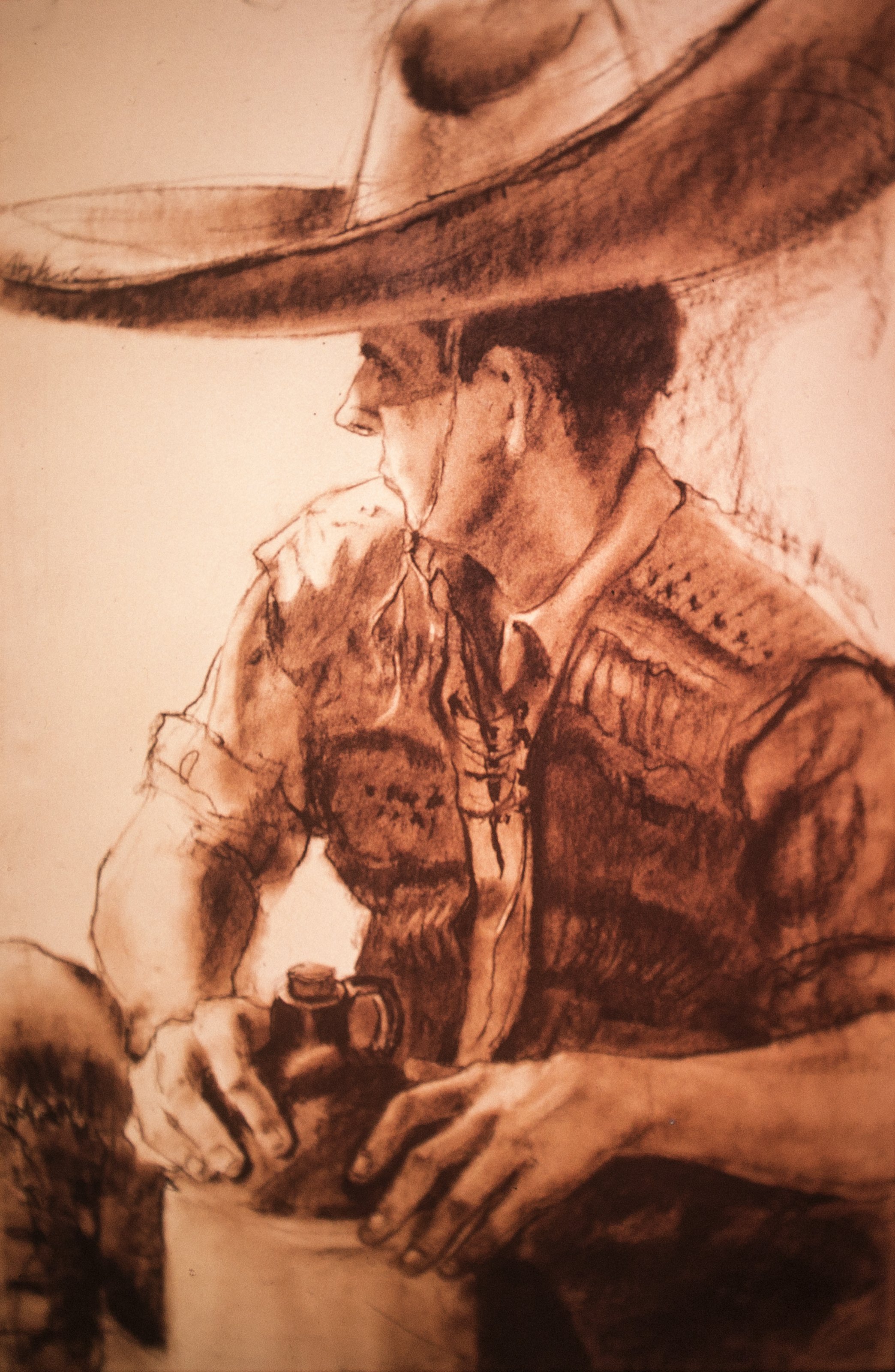 The Mexican, Charcoal on Paper, c1965