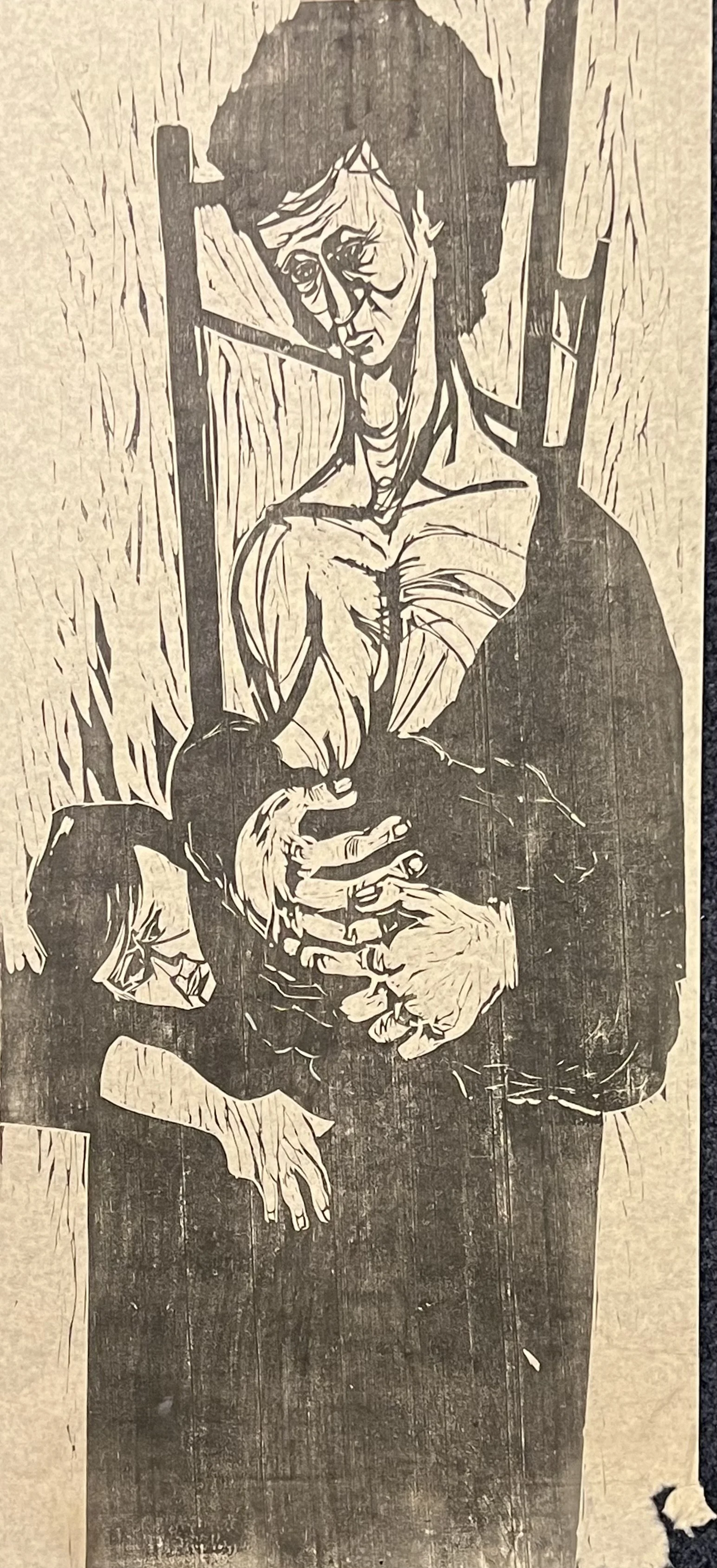 Brother, 37 x 16", Woodcut, 1964