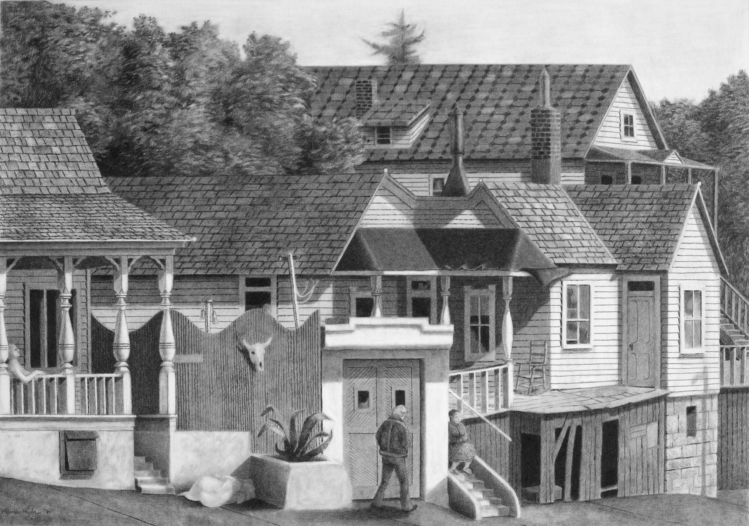 Sunday Morning, Pencil on Paper, 1981, 19 x 27"