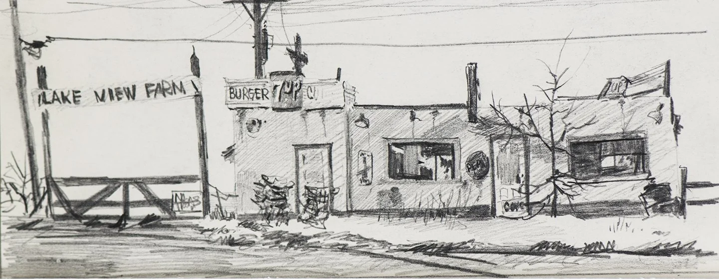 Lake View Farm, Box Elder County, 3.5 x 9", Sketchbook Drawing, 1960's