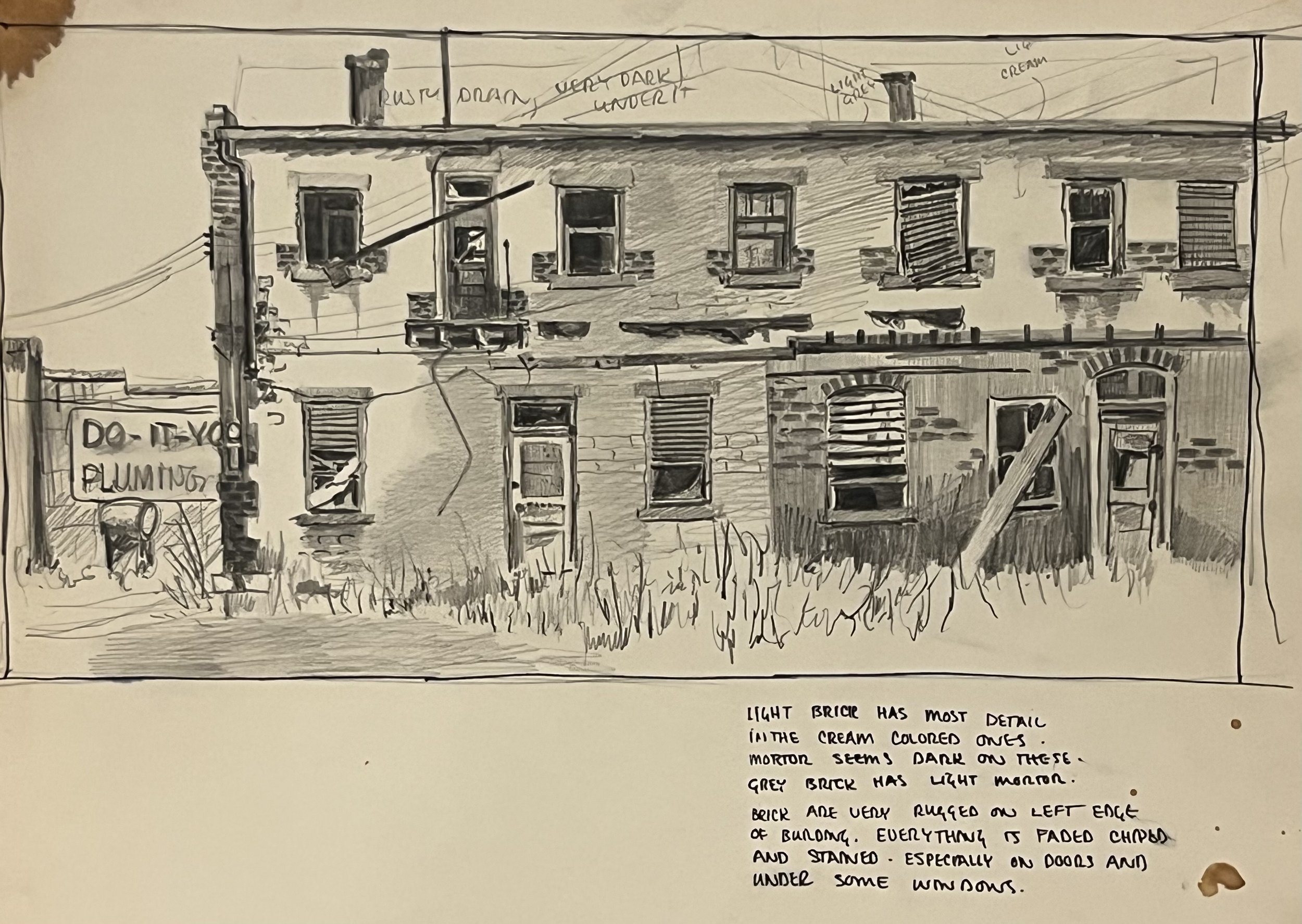 Do It Yourself Plumbing, Brigham City, Back of Forest Street, 6.5 x 12.5", Sketchbook Drawing, 1960's