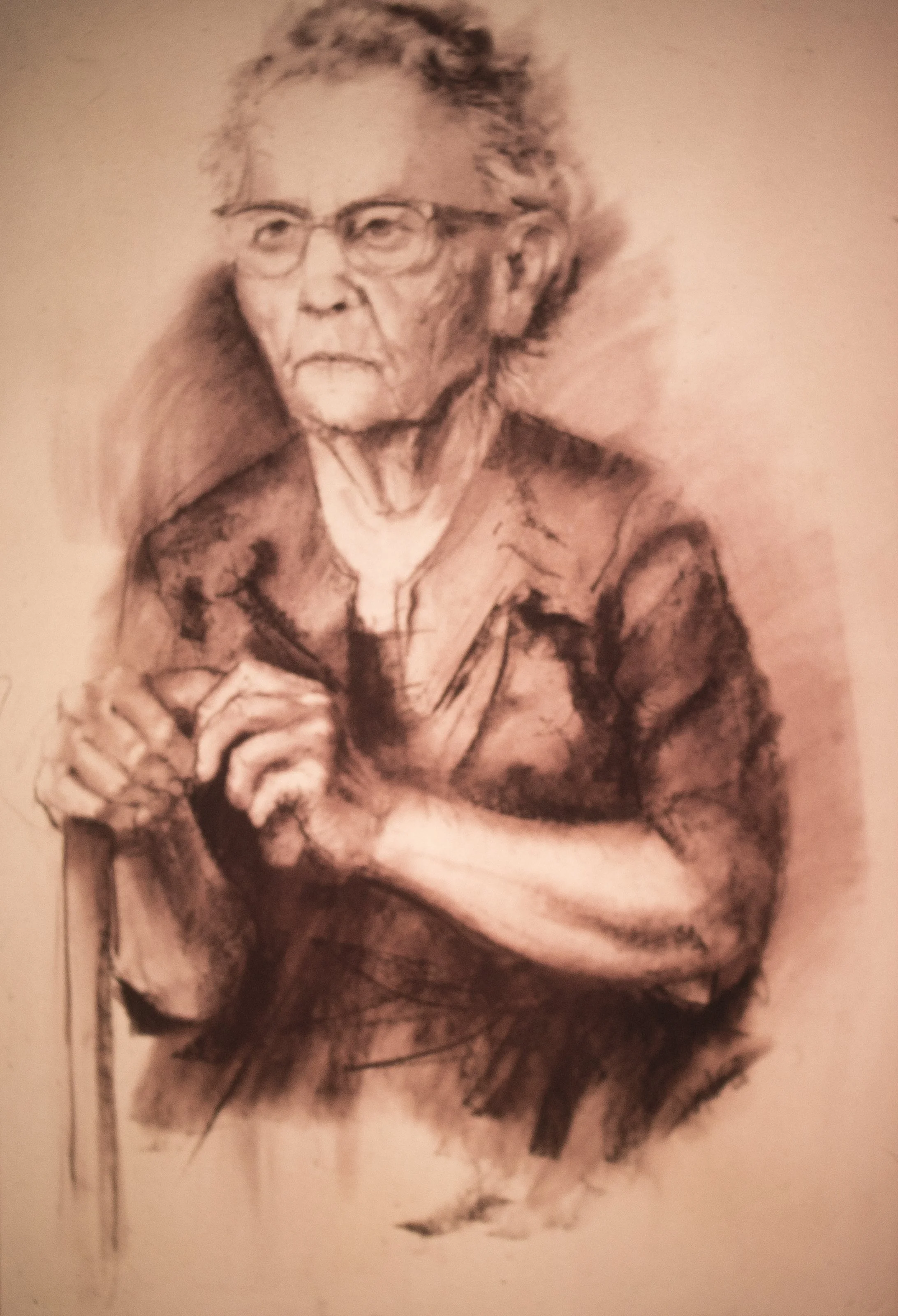Mrs. Maugham, Charcoal on Paper, c 1965