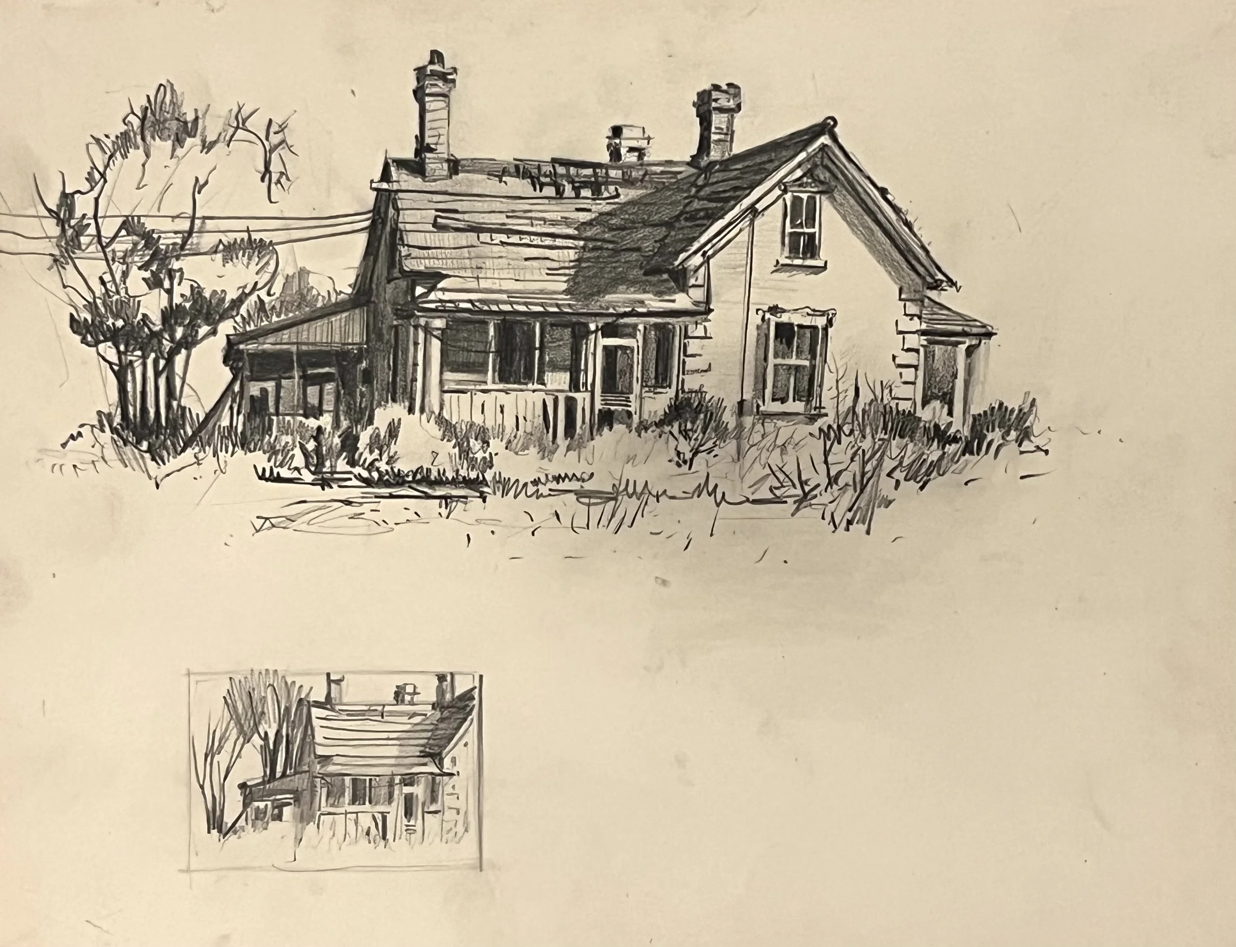 Brigham City House, 9.5 x 12", Sketchbook Drawing, 1960's