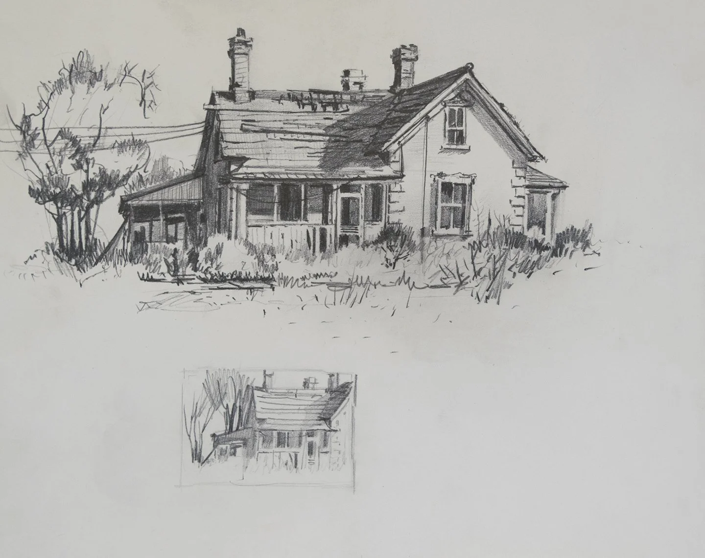 Brigham City House, 9.5 x 12", Sketchbook Drawing, 1960's