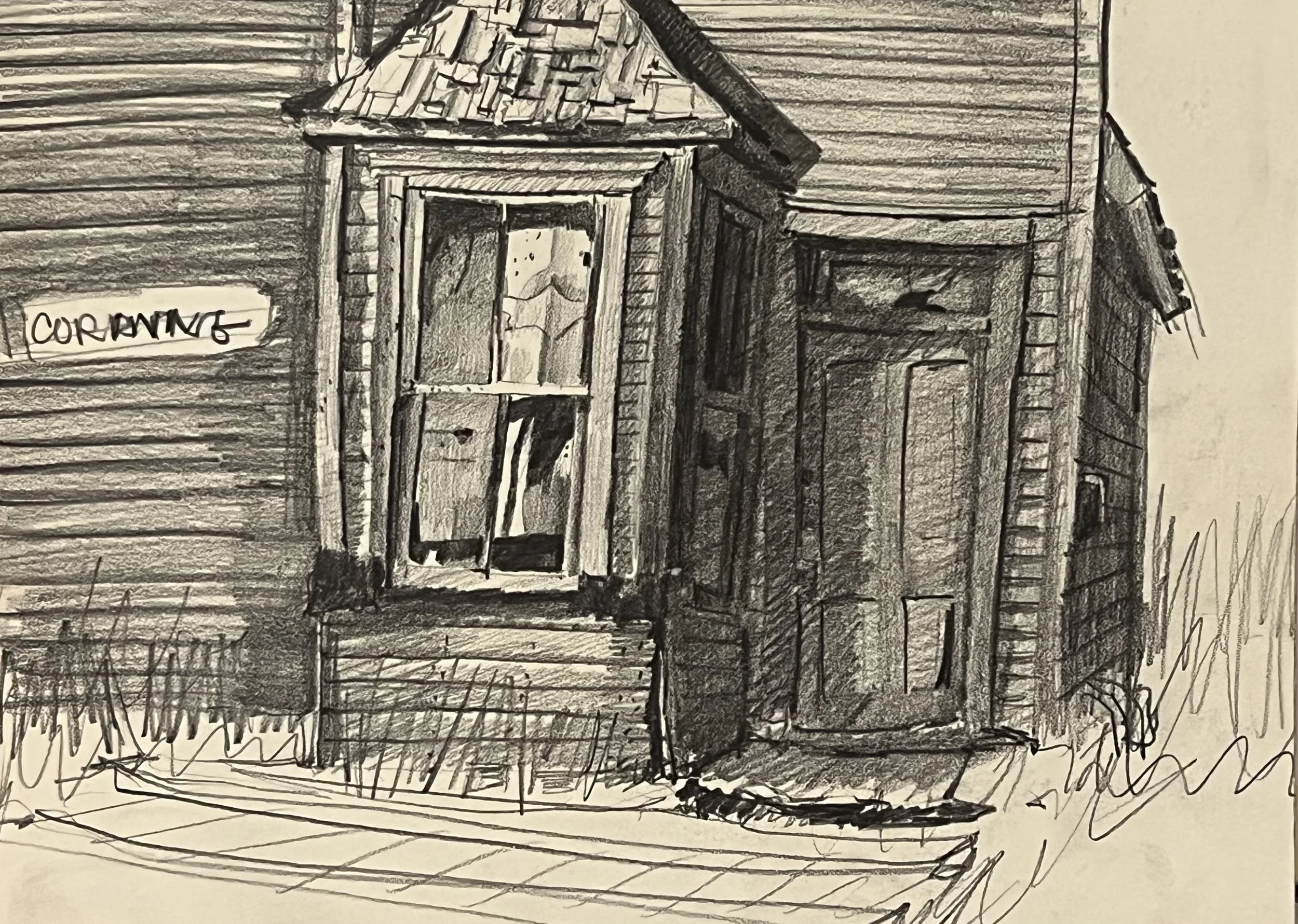 Corinne House, Box Elder County, 8.5 x 11.75", Sketchbook Drawing, 1960's