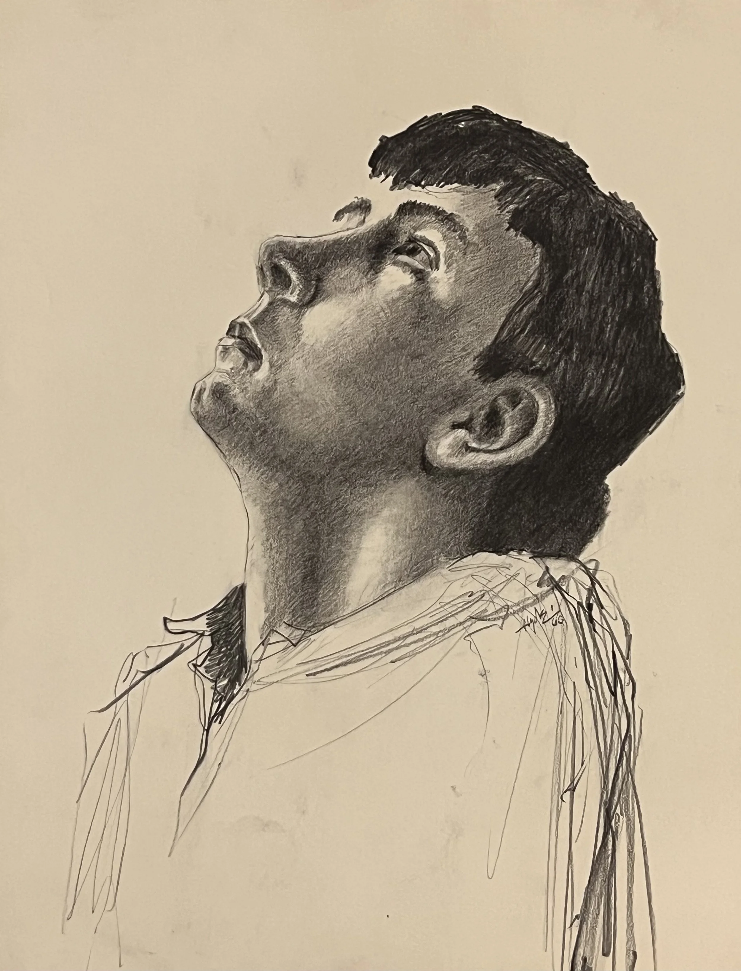 Box Elder High School Student, 9 x 12", In Class Portrait Study, ca 1965