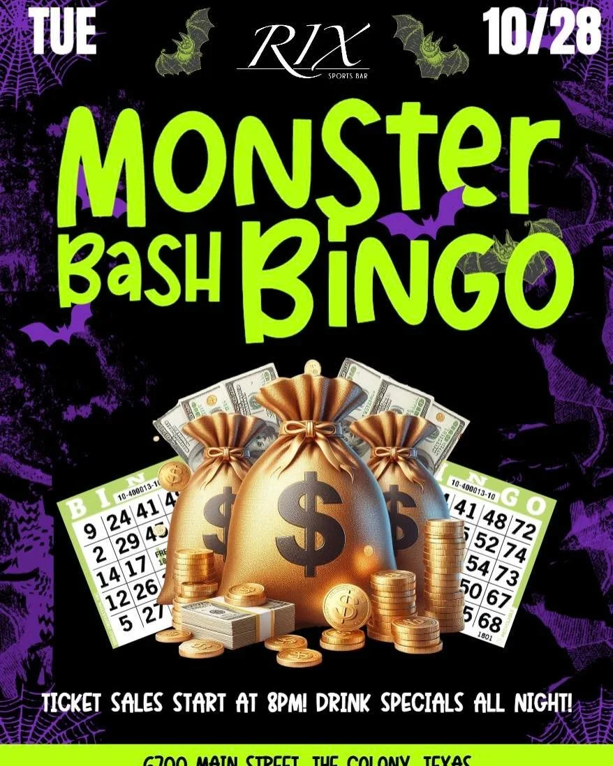 Two nights of Halloween fun are brewing!

👻 Tuesday: Monster Bash Bingo is creeping your way next Hallow-week! Join us for a frightfully fun night filled with bingo, boos, and big prizes. 

🕸️ Friday and Saturday: Trix-or-Treat! The Halloweekend Pa