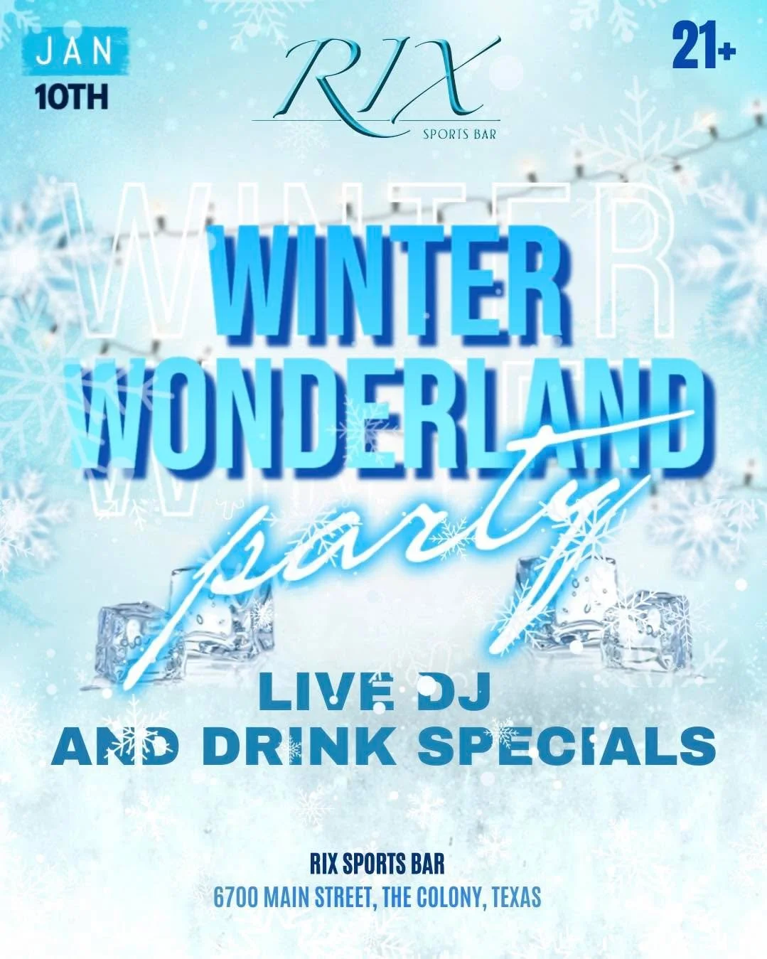 Step into a Winter Wonderland ❄️✨ Chill vibes, frosty drinks, and cozy beats await! Bundle up, bring your crew, and let&rsquo;s make this a night to remember. ⛄🍸