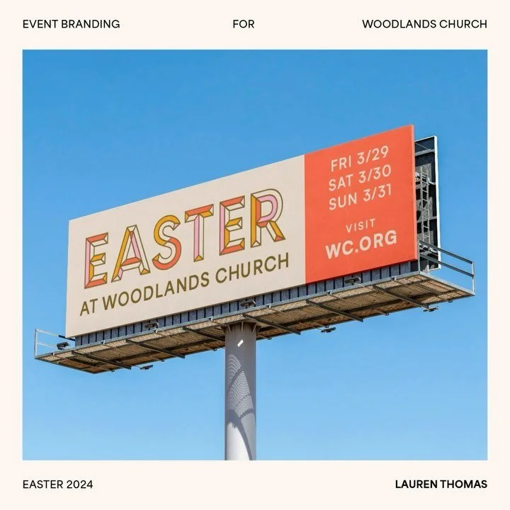 Easter @woodlands_church 🌷
Campaign branding from this past spring &ndash; abstract typography inspired by stained glass windows.