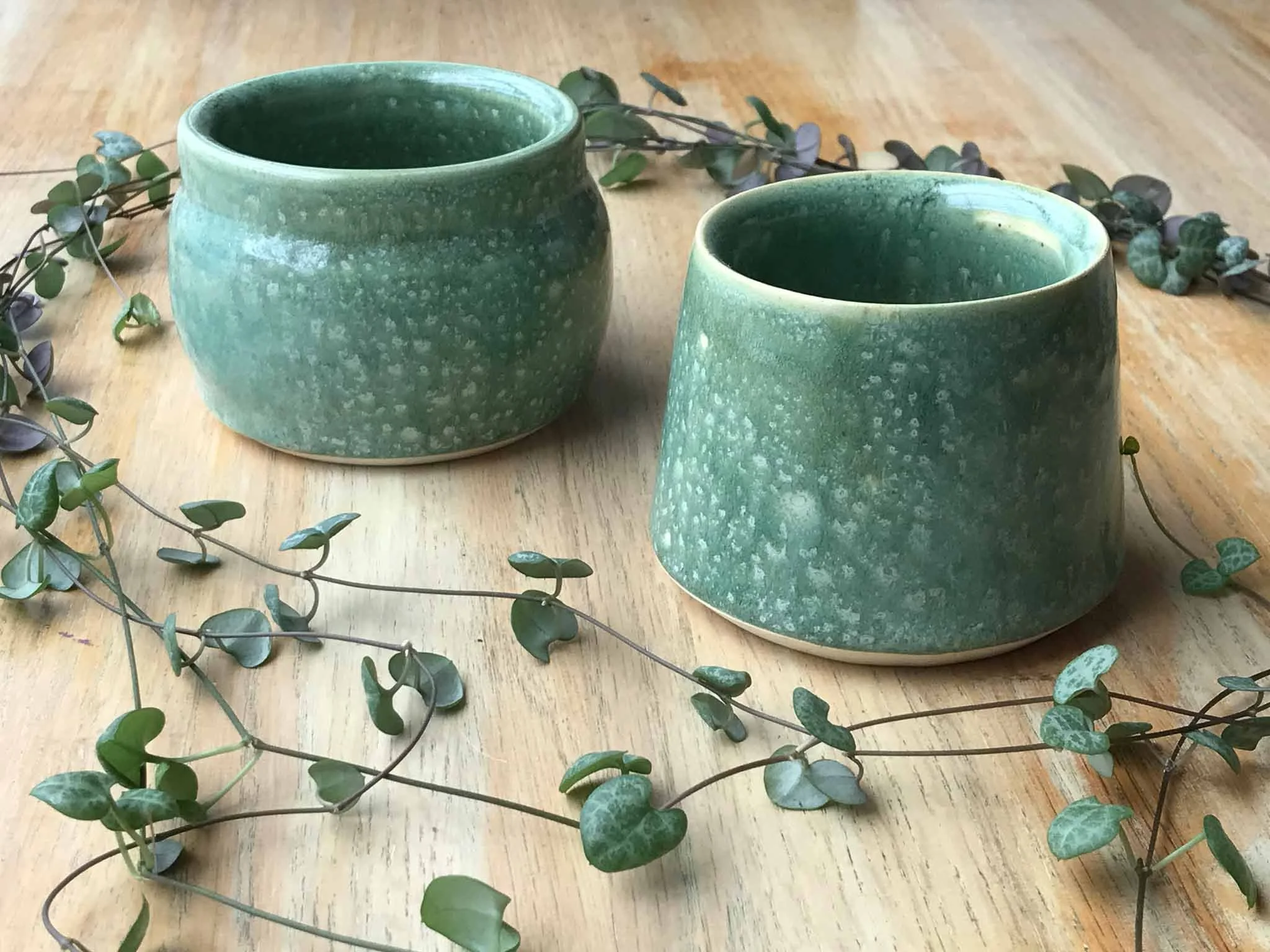 Two Sea Green Pots