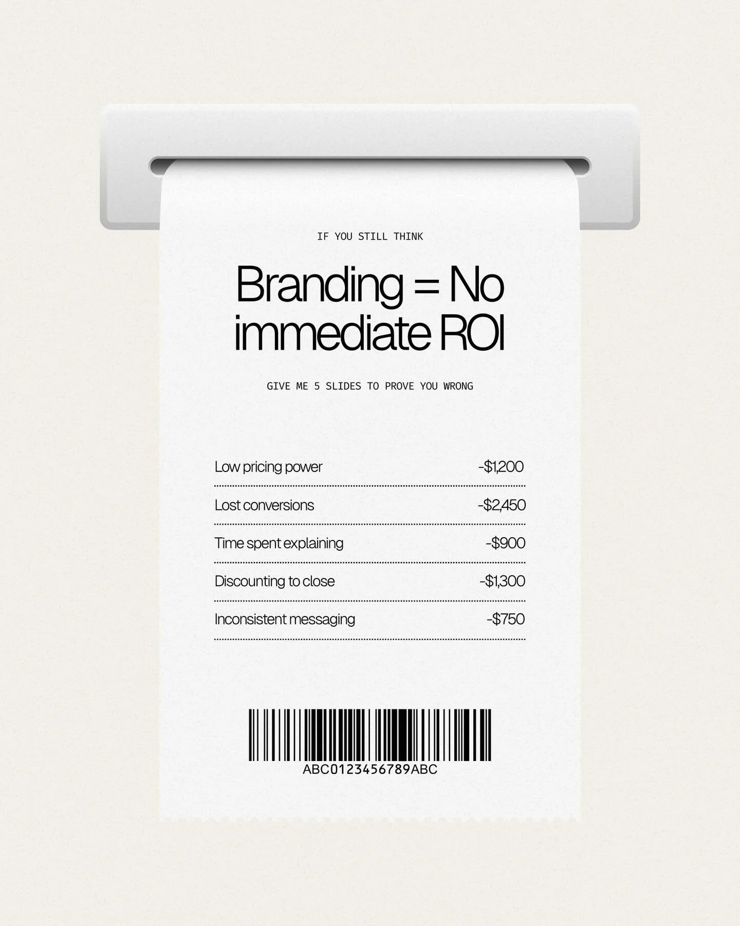 If you still think branding = no immediate ROI, give me 5 slides and 5 minutes of reading to prove you wrong &bull; Scroll on to understand the real value of having a strong brand 🍾

☁️ We design brands that tell a story and stand out &mdash; not th
