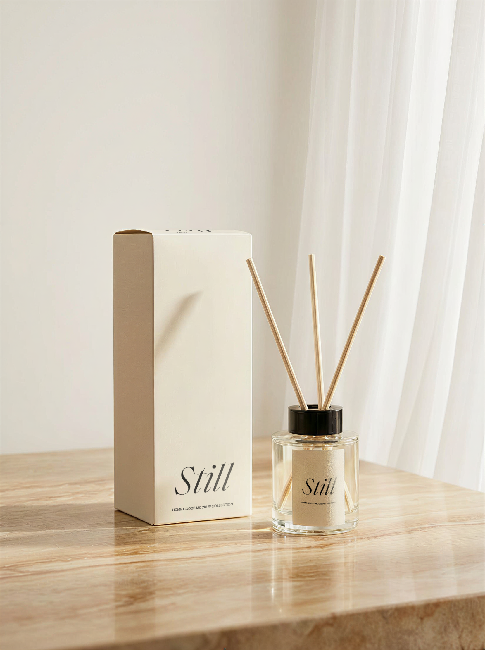 Still | Reed Diffuser with Box Mockup