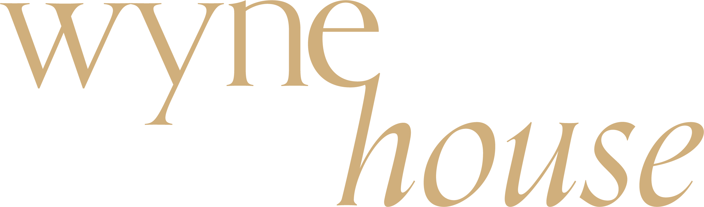Text reading 'WYC home' in large tan letters on a black background.