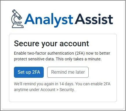 analystassist setup 2fa