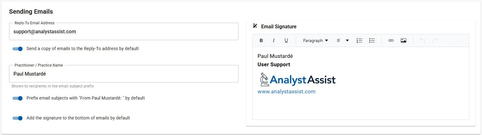 sending email panel