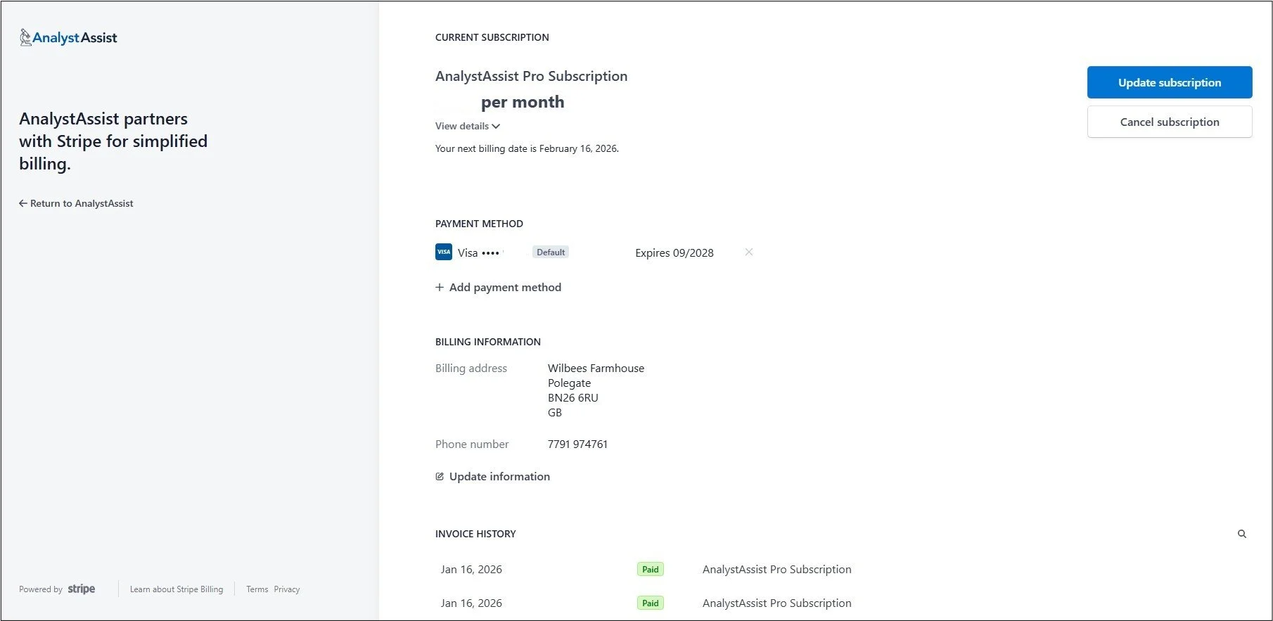 stripe payment portal