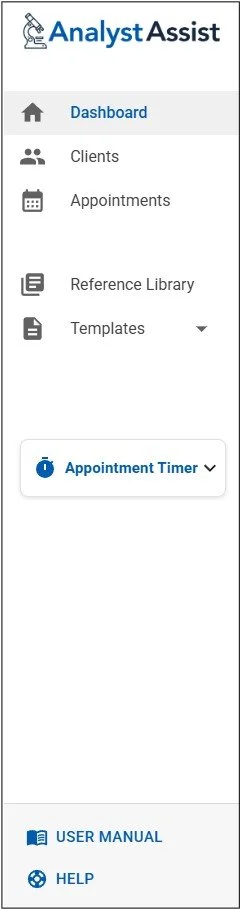 analystassist navigation menu