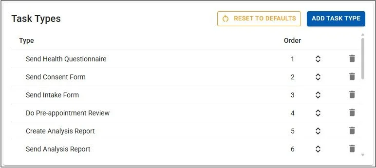 settings task types table