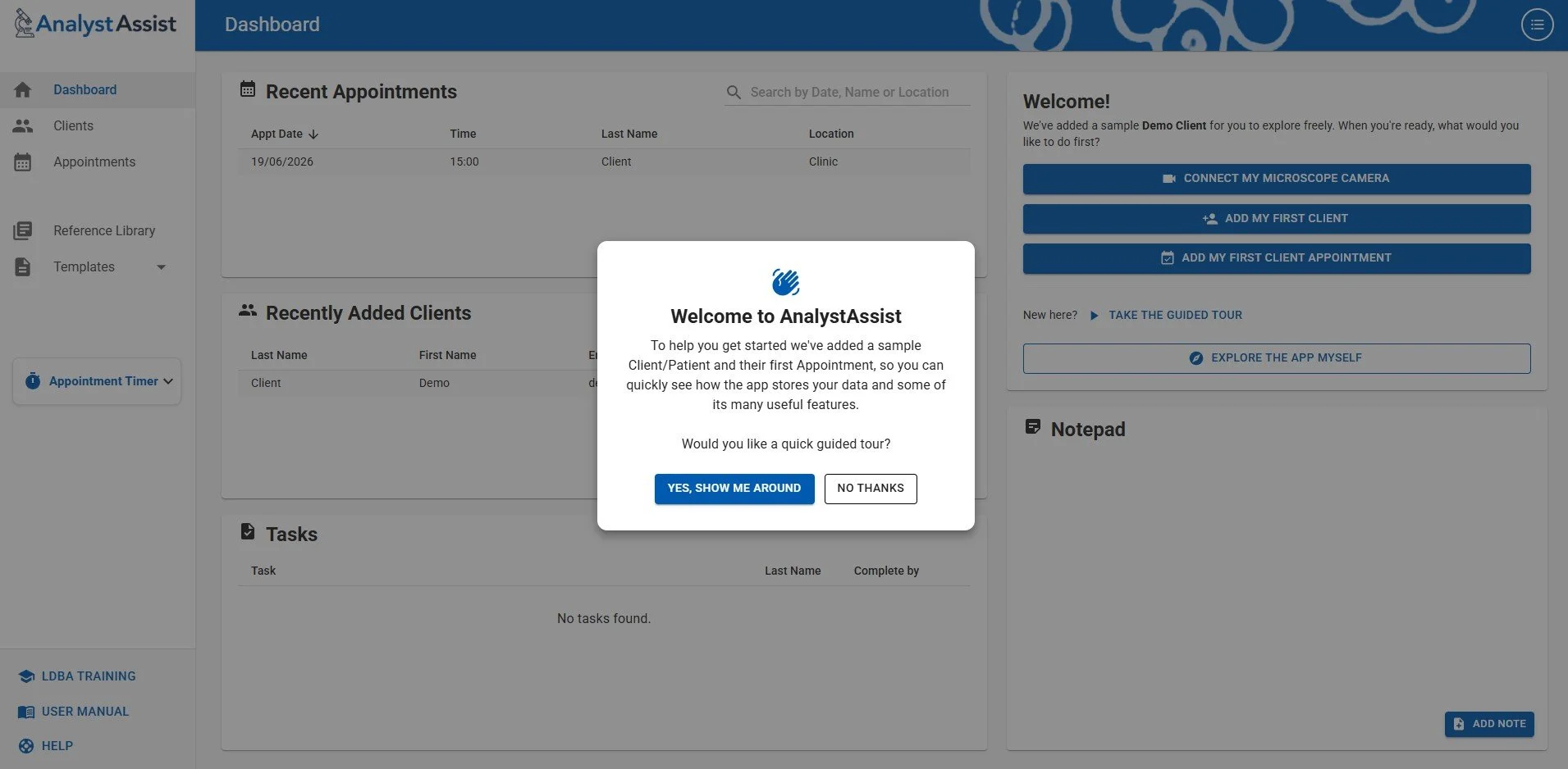 welcome screen