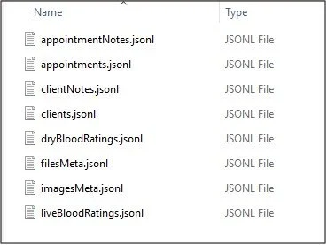 data export folder list