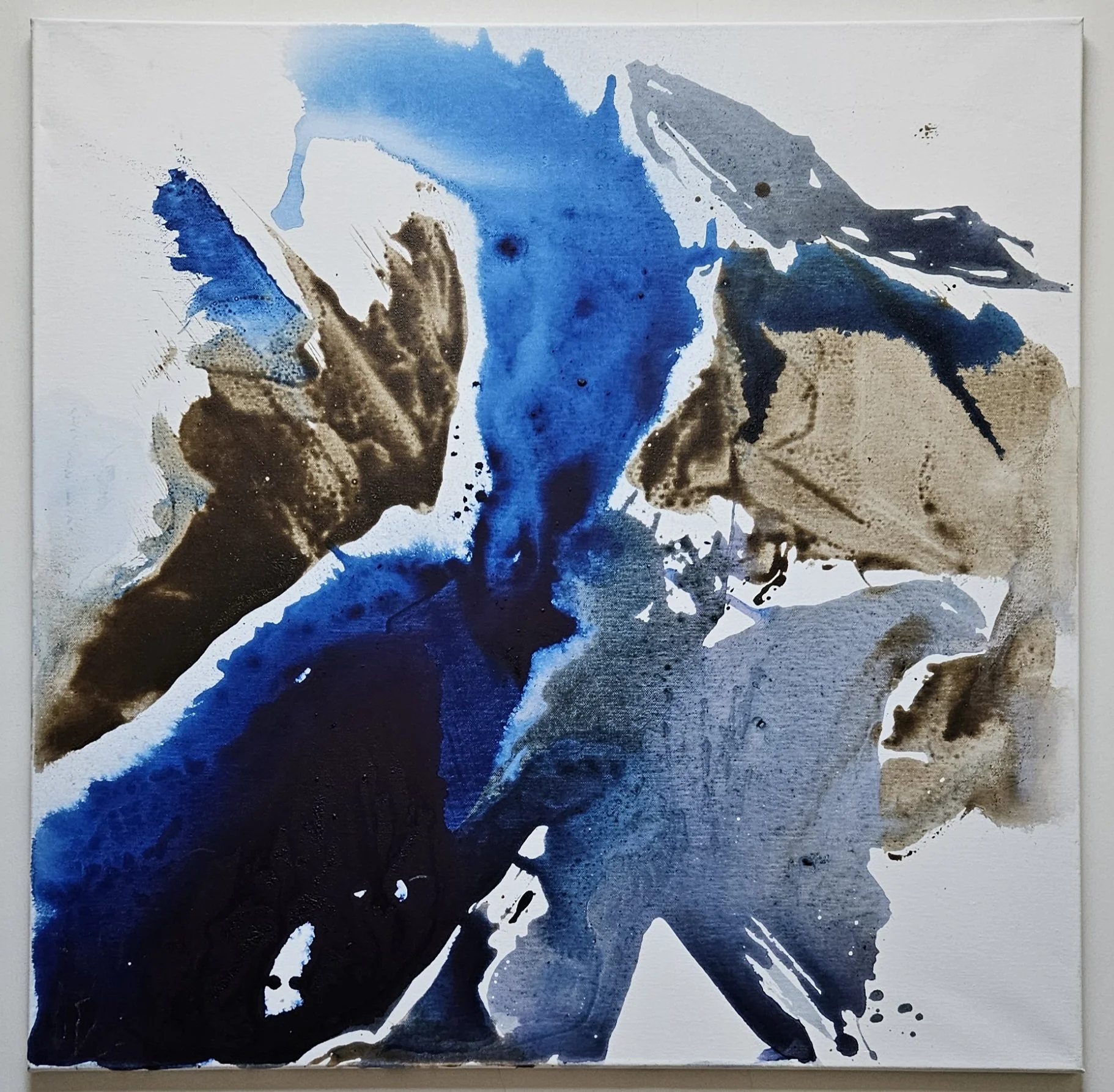 "Farbreflexe einer Landschaft III"
Acryl auf Leinwand 80 x 80 cm, 05/2026
Gedicht: "Memento Mori"
«Wenn das Weiß sich schlagartig setzt, all der Fortschritt verblasst - umsonst gehetzt?»